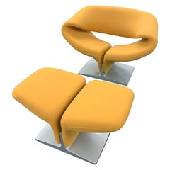 Pierre Paulin Ribbon Yellow Chair and Ottoman