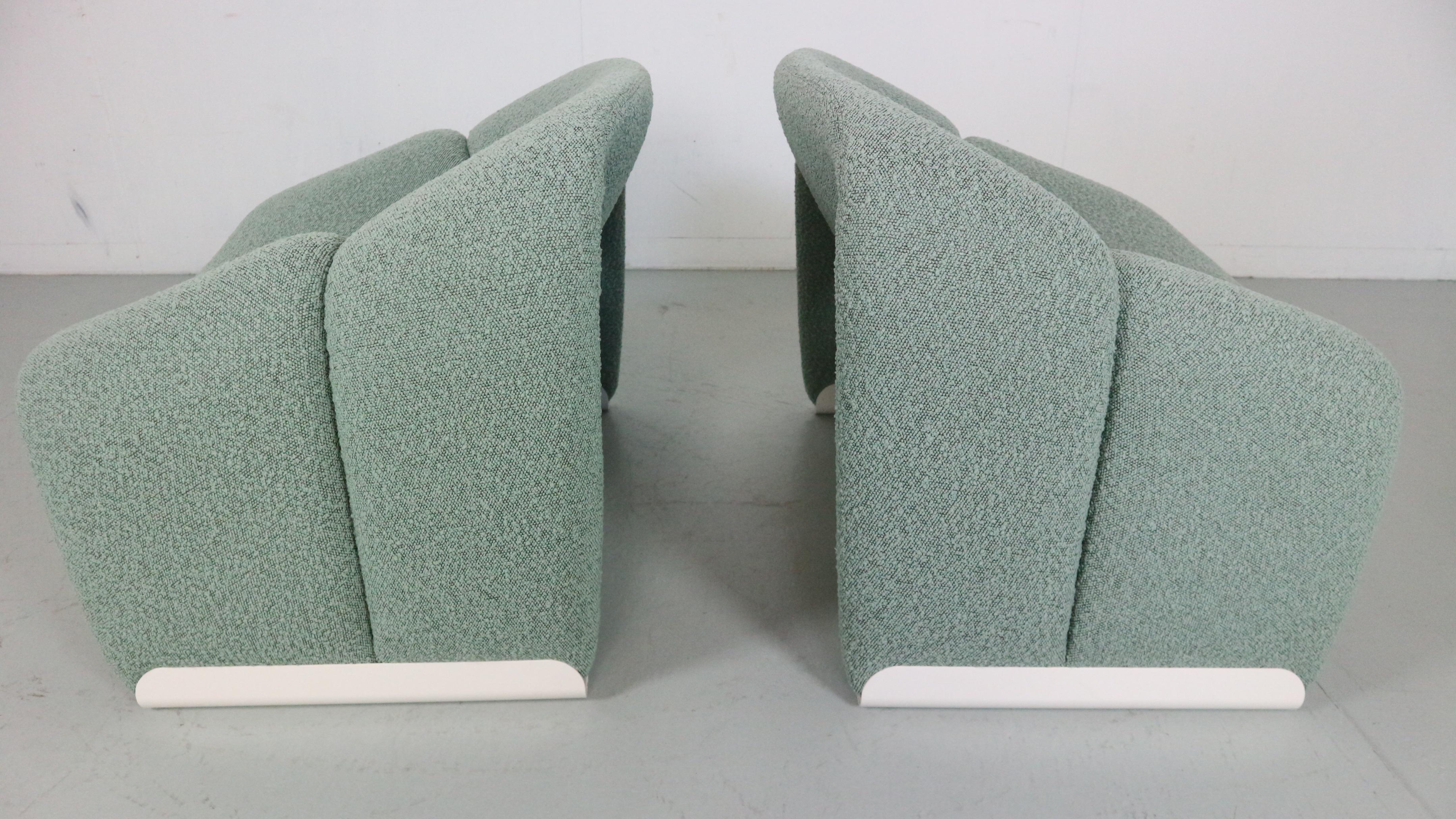 Pierre Paulin Set of 2 F598 Groovy Armchairs for Artifort New Upholstery, 1972 3