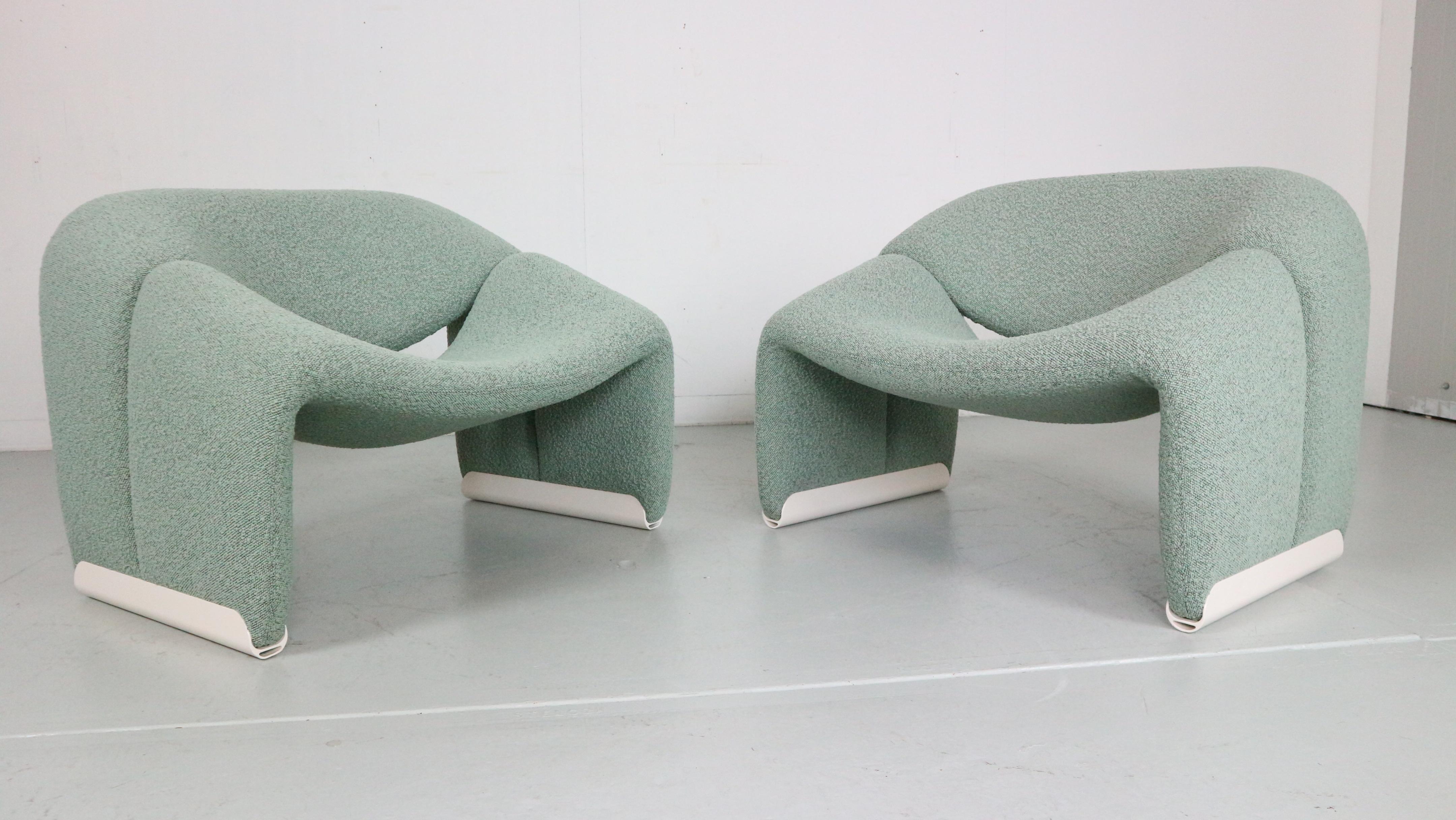 Mid-Century Modern Pierre Paulin Set of 2 F598 Groovy Armchairs for Artifort New Upholstery, 1972