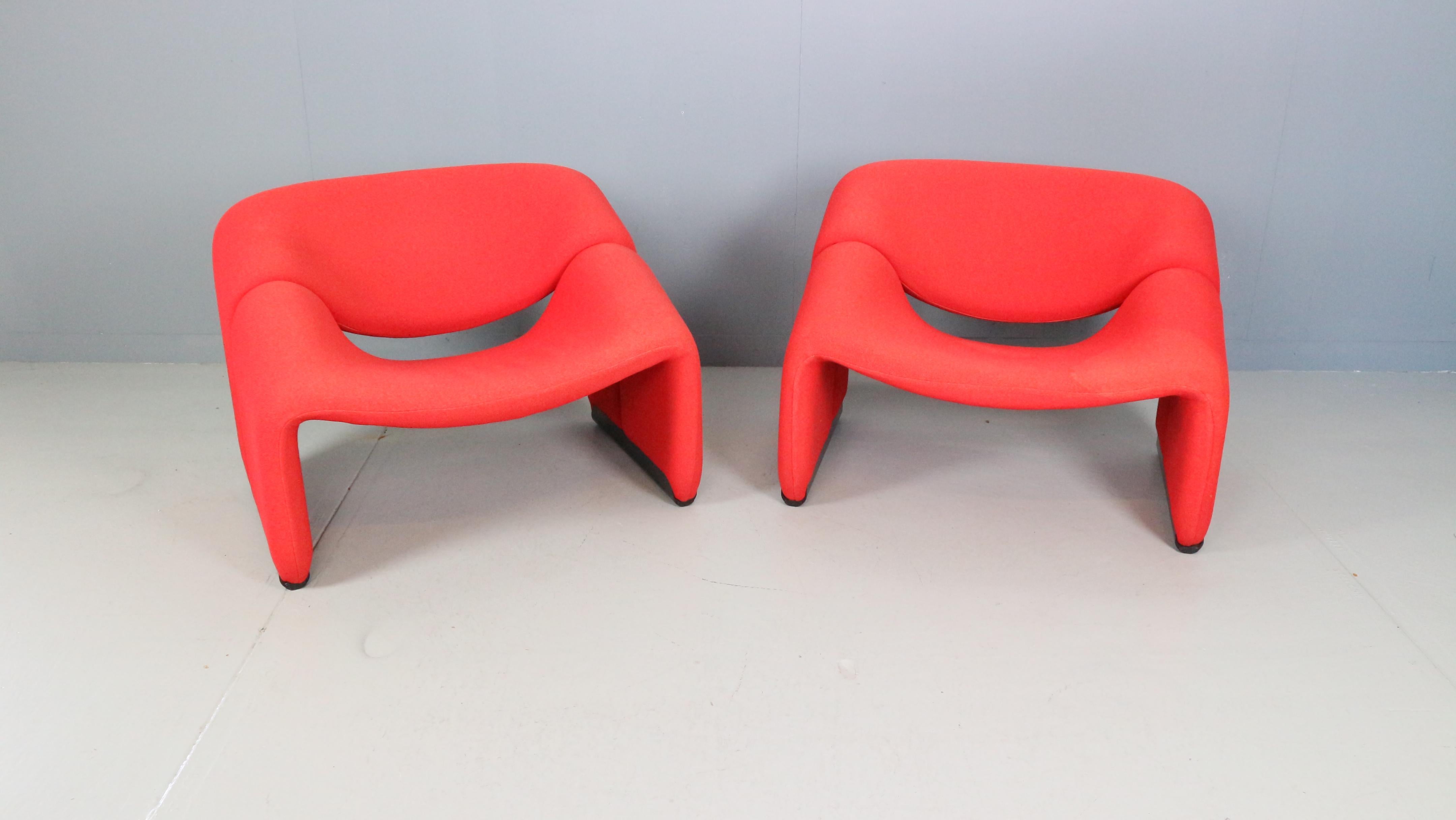 Mid-Century moderno Pierre Paulin Set di 2 poltrone F598 Groovy per Artifort, 1972 in vendita