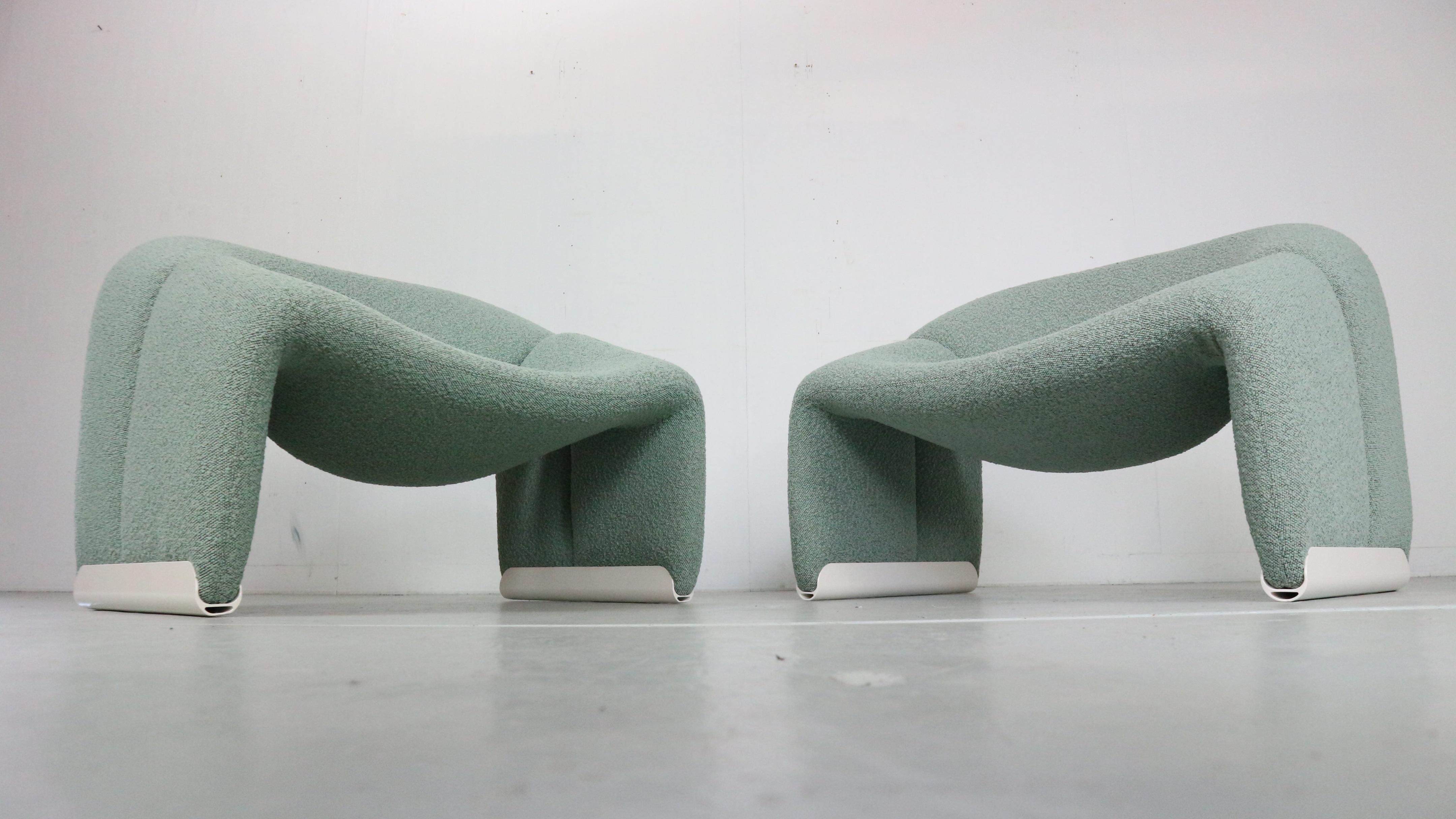 Dutch Pierre Paulin Set of 2 F598 Groovy Armchairs for Artifort New Upholstery, 1972