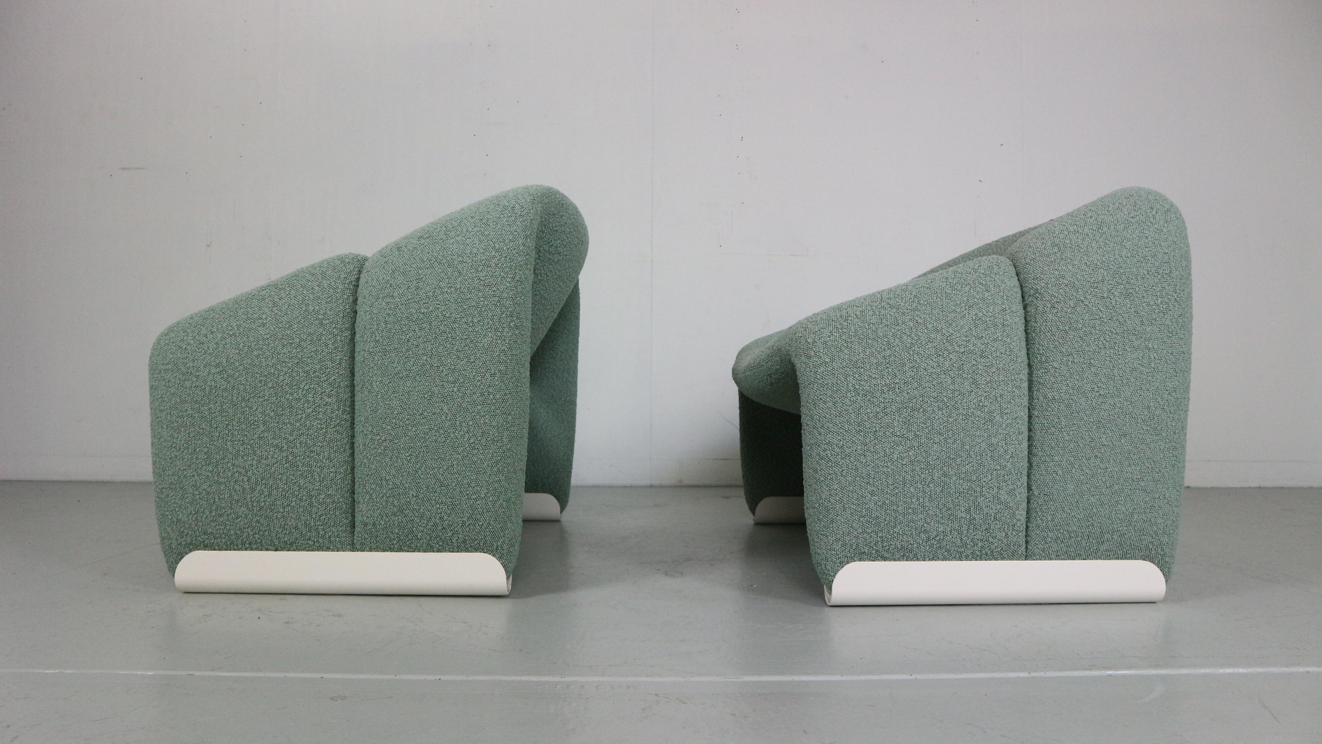 Pierre Paulin Set of 2 F598 Groovy Armchairs for Artifort New Upholstery, 1972 1