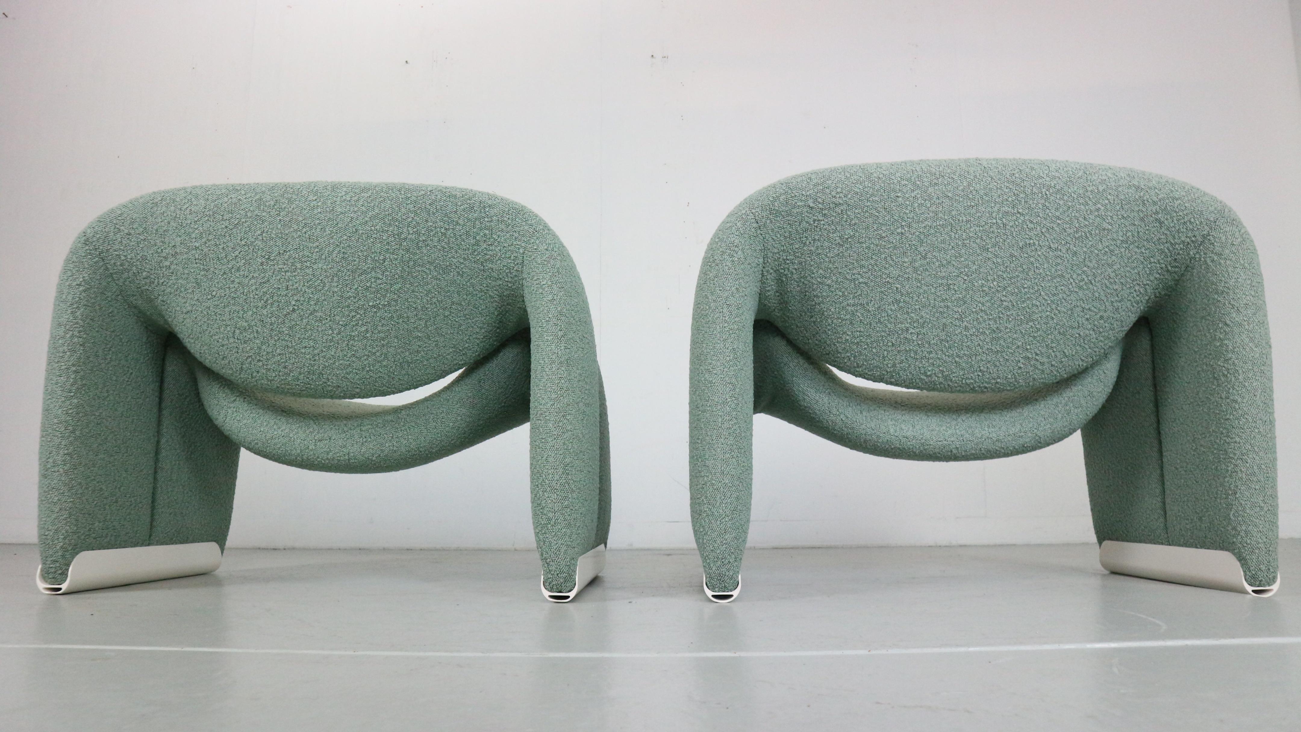 Pierre Paulin Set of 2 F598 Groovy Armchairs for Artifort New Upholstery, 1972 2