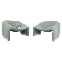 Pierre Paulin Set of 2 F598 Groovy Armchairs for Artifort New Upholstery, 1972