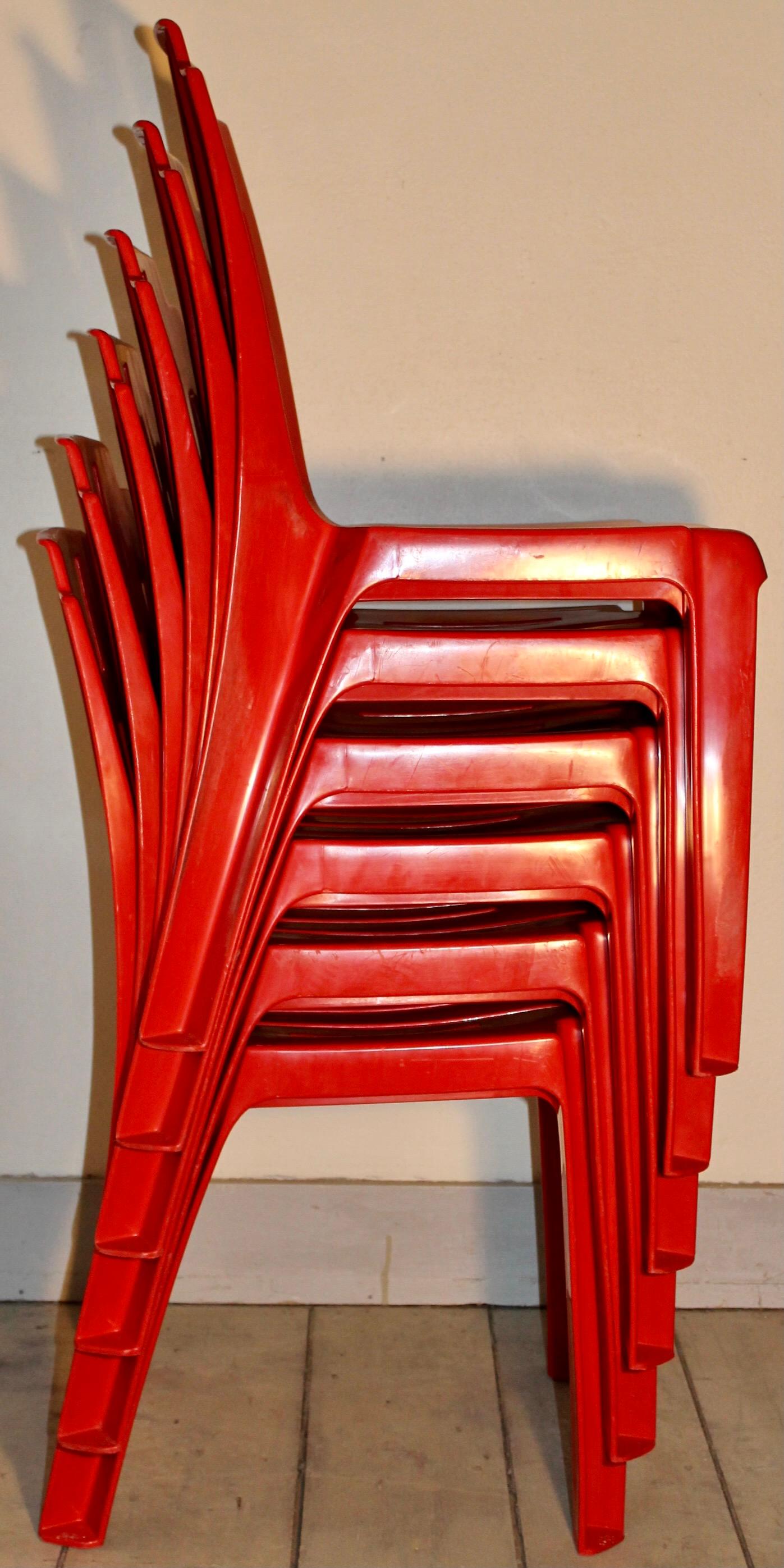 Sechs Stapelbare „Samba“-Stühle von Pierre Paulin für Henry Massonnet (Französisch) im Angebot