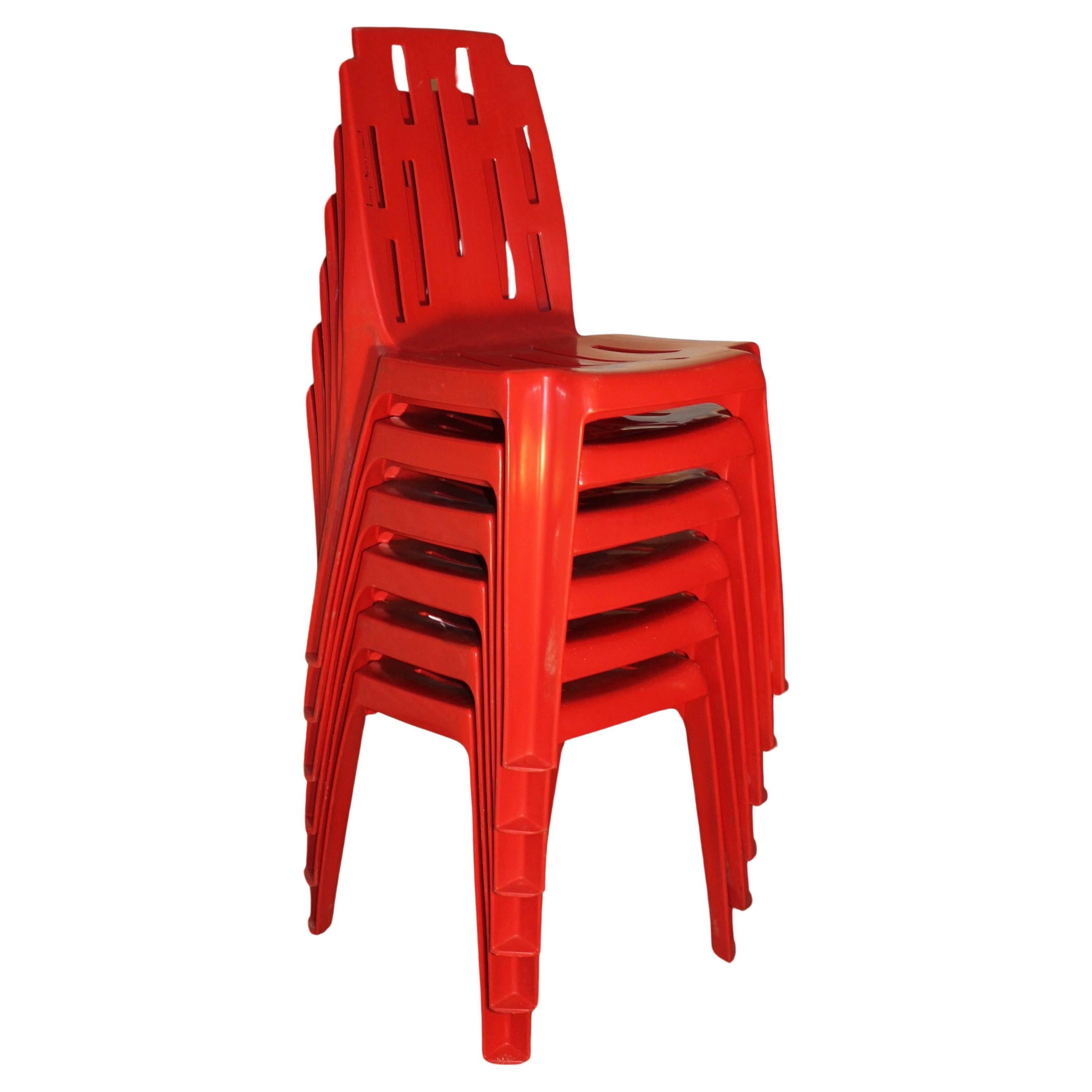 Pierre Paulin Six Stacking "Samba" Chairs for Henry Massonnet For Sale