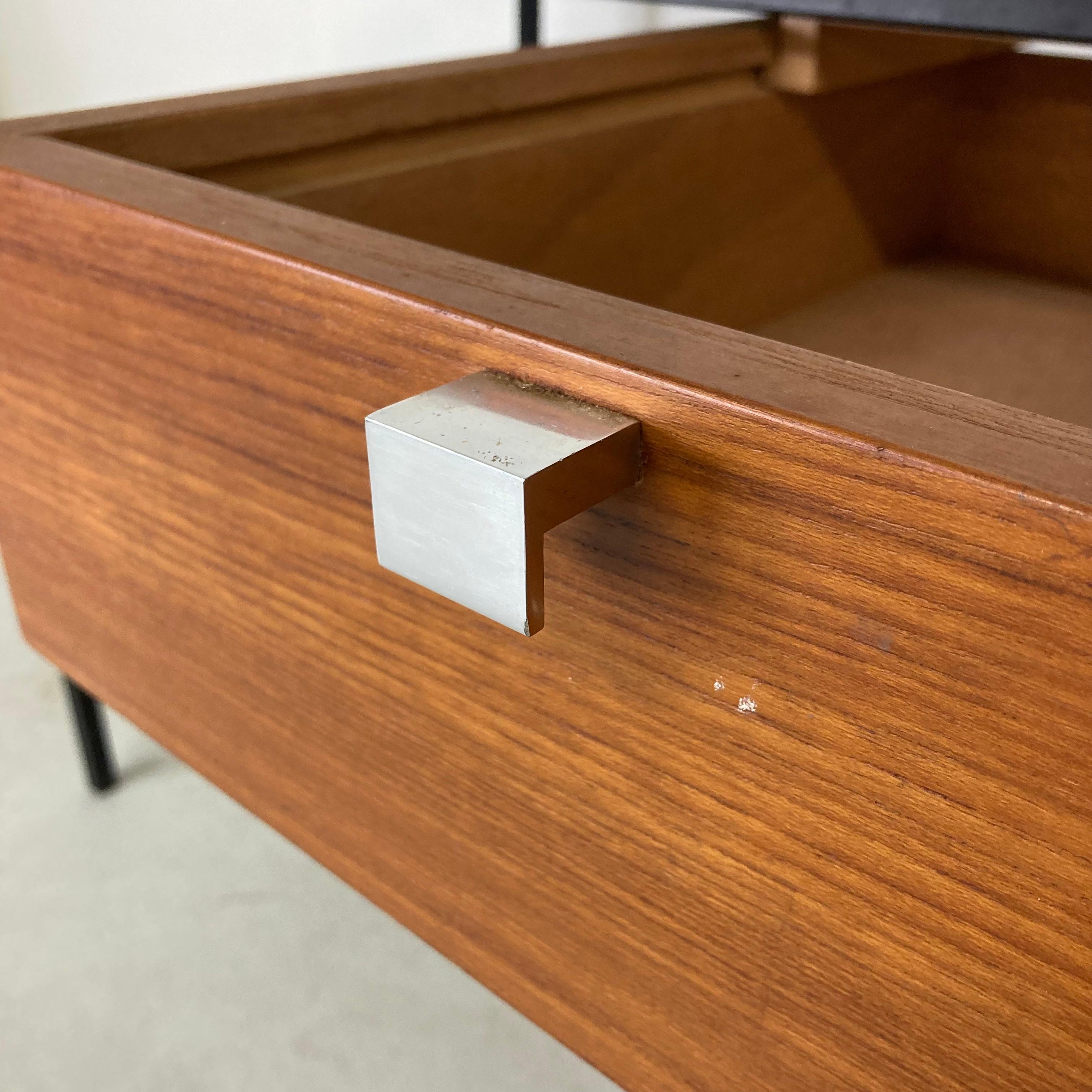 Pierre Paulin & Thonet Desk with Drawer, Metal Teak & Formica, France Circa 1955 For Sale 4