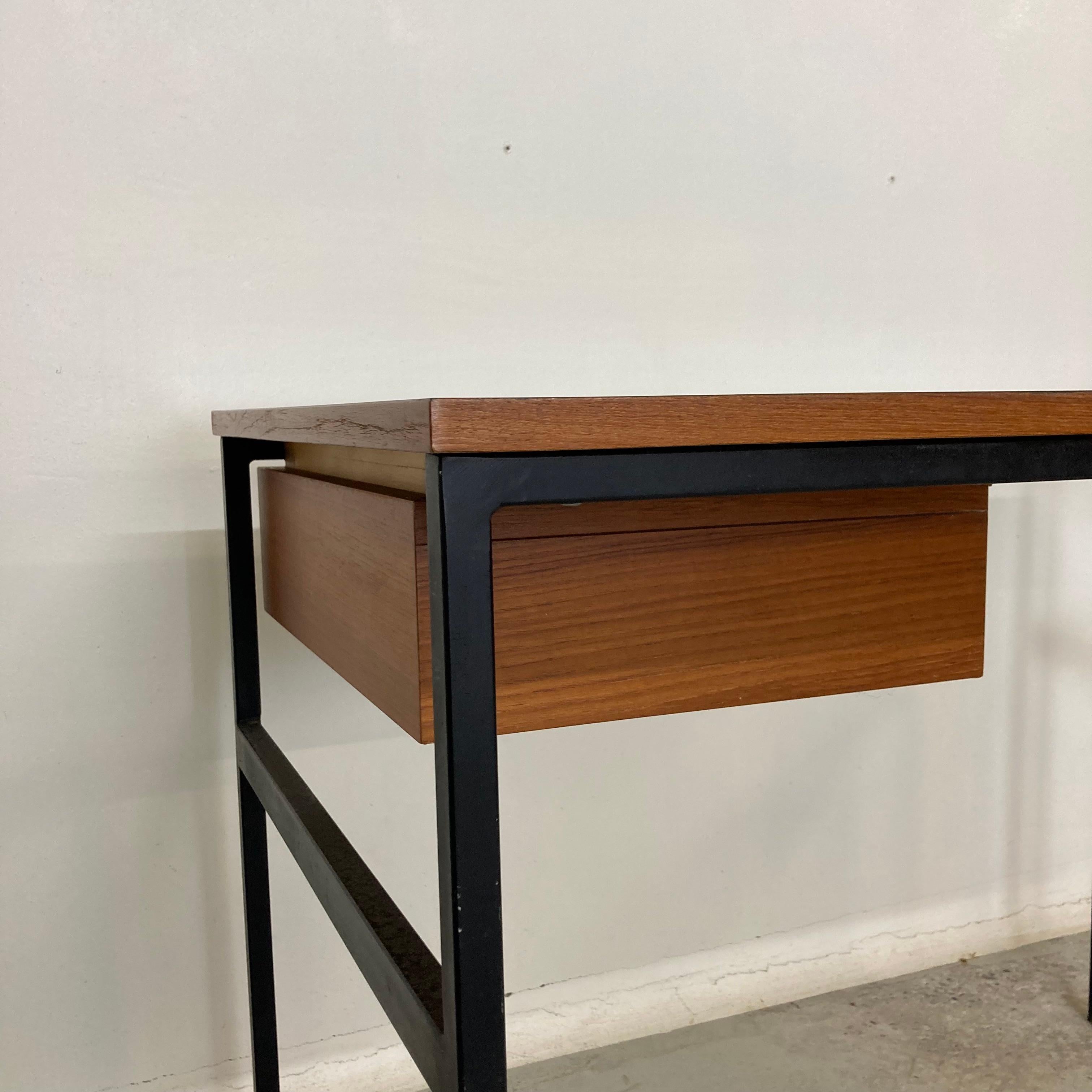 Pierre Paulin & Thonet Desk with Drawer, Metal Teak & Formica, France Circa 1955 For Sale 9