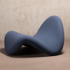 Pierre Paulin Tongue Lounge Chair in Blue Grey Fabric by Artifort, Netherlands