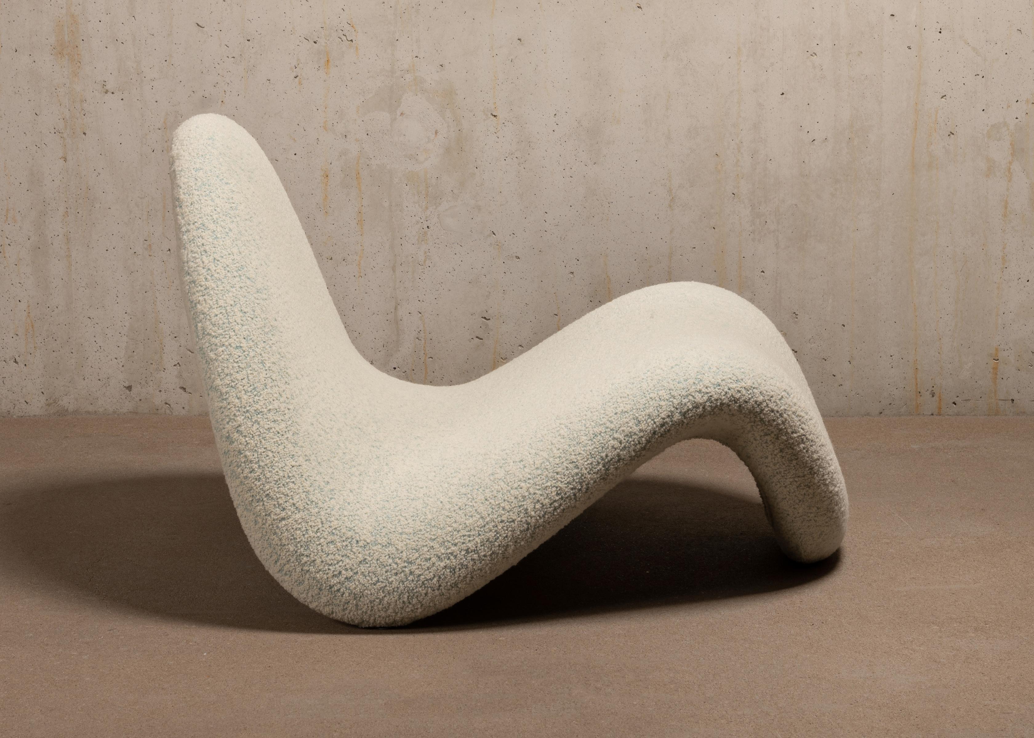 Mid-Century Modern Pierre Paulin Tongue Lounge Chair in Naturel Duotone Bouclé Wool for Artifort
