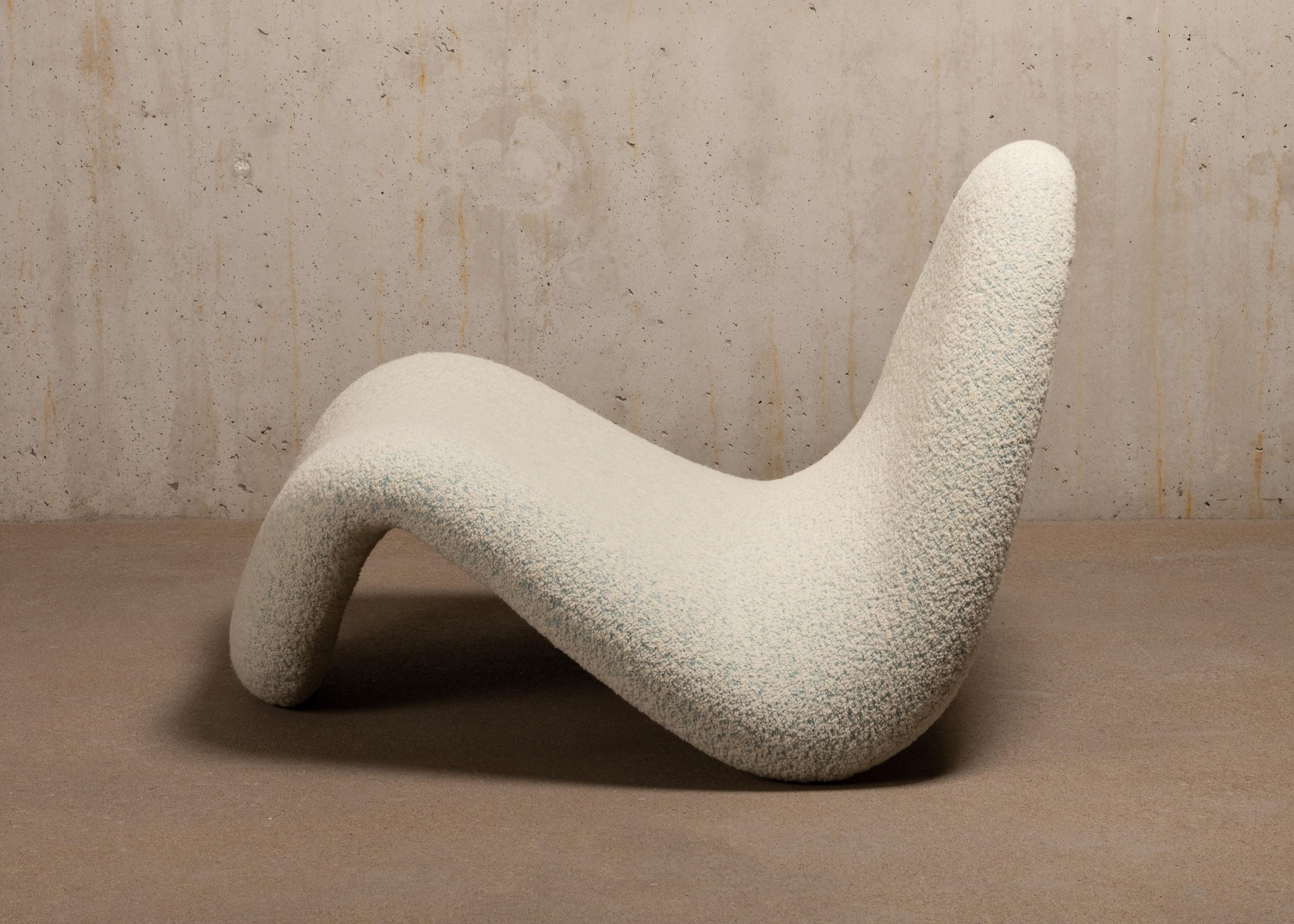 Mid-20th Century Pierre Paulin Tongue Lounge Chair in Naturel Duotone Bouclé Wool for Artifort