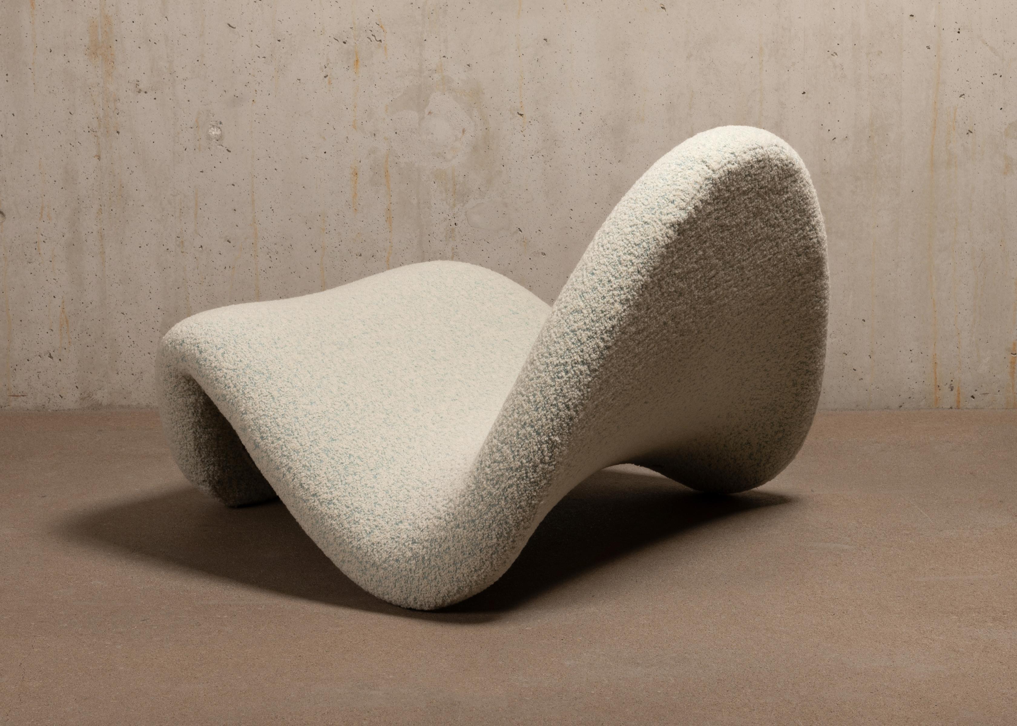 Pierre Paulin Tongue Lounge Chair in Naturel Duotone Bouclé Wool for Artifort 1