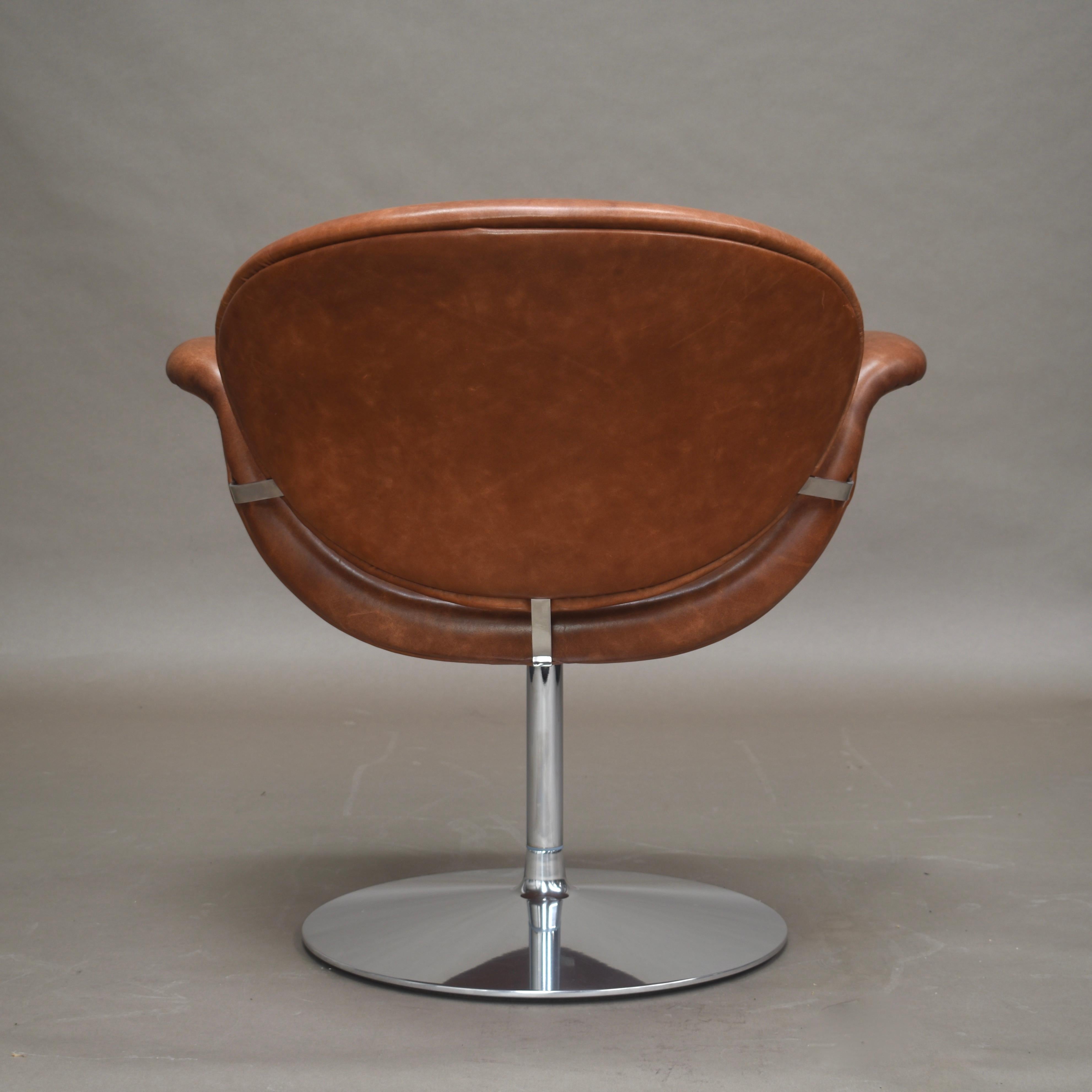 Mid-20th Century Pierre Paulin Tulip Midi Swivel Armchair F594 in New Leather, Artifort, 1960