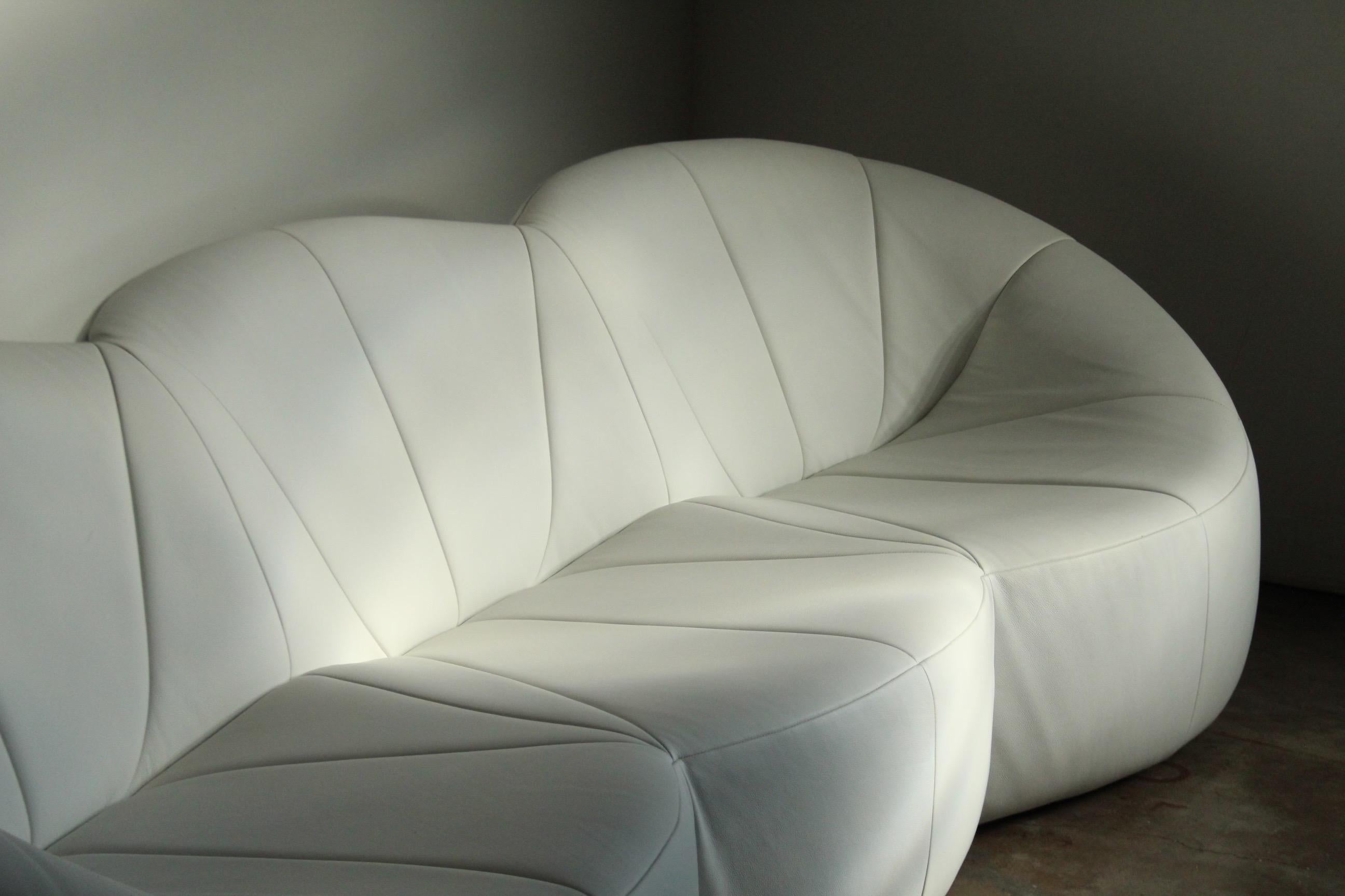 Contemporary Pierre Paulin White Leather 
