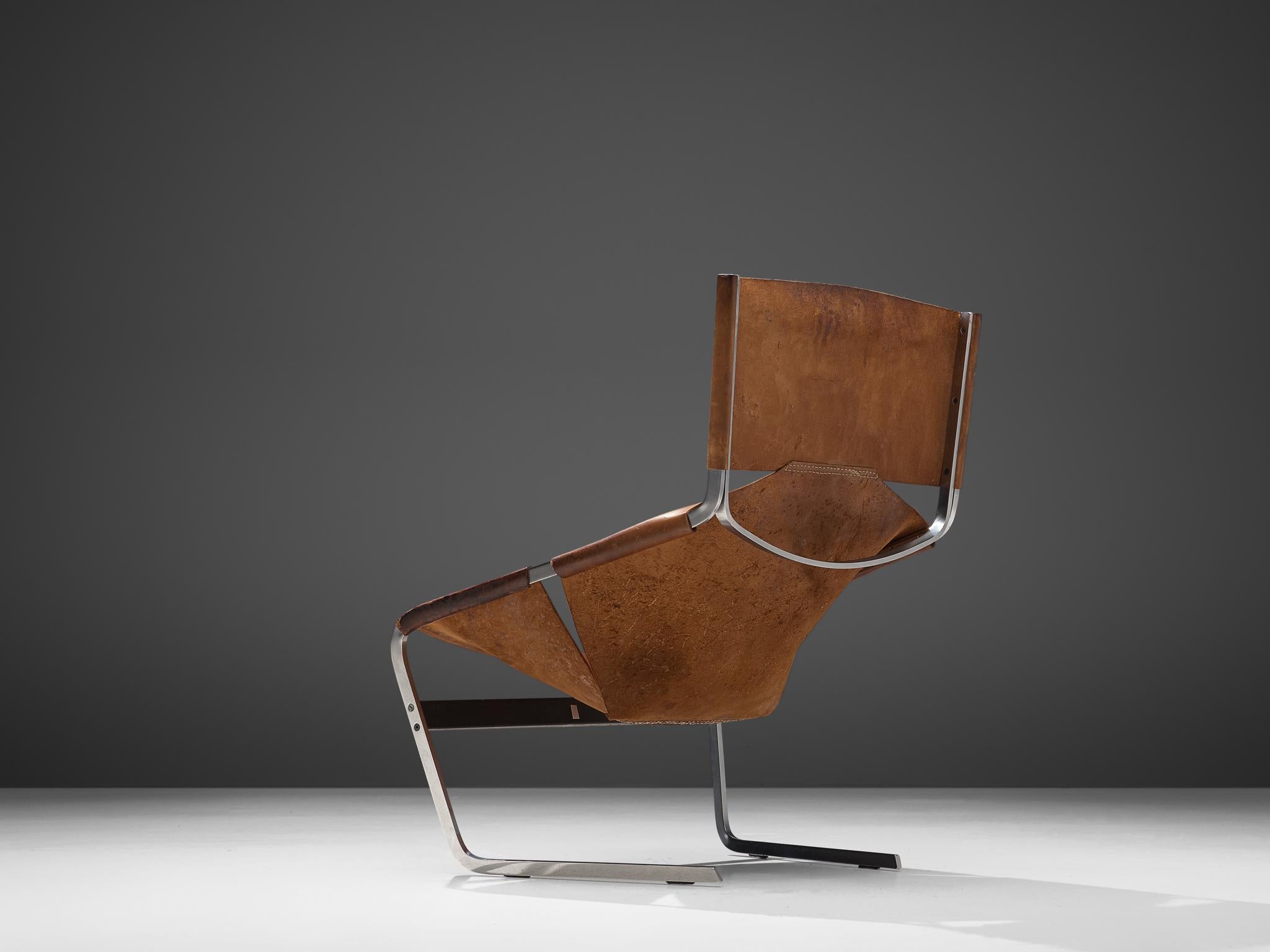 Mid-Century Modern Pierre Paulin's F-444 Easy Chair in Patinated Cognac Leather