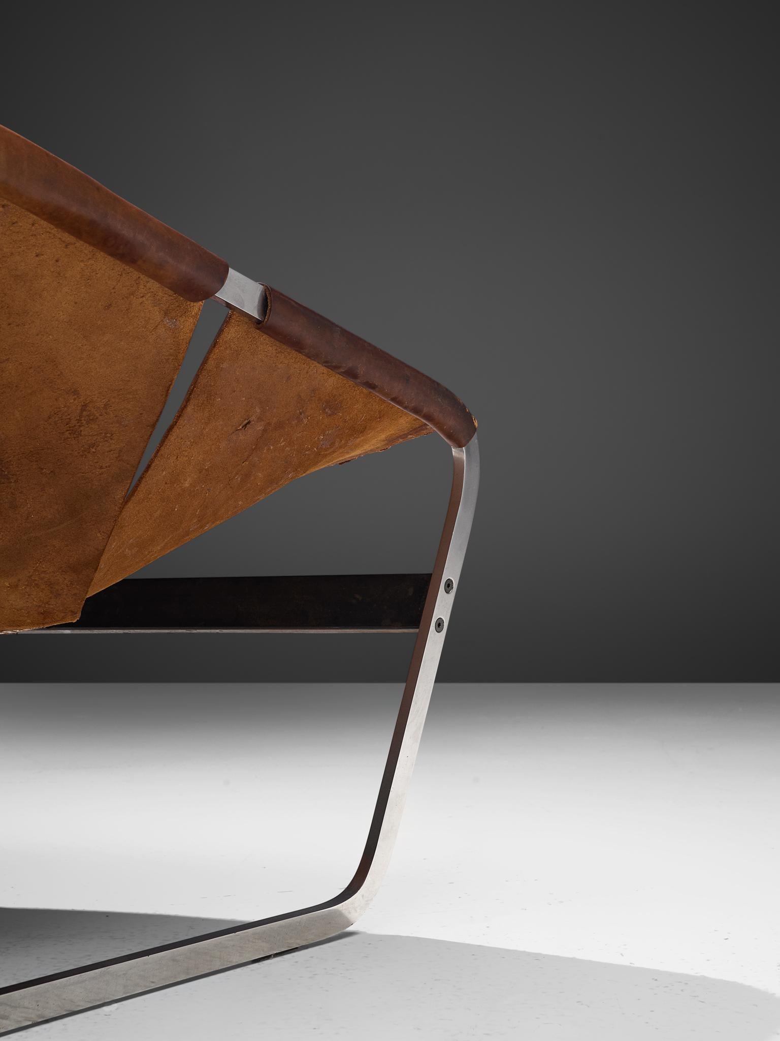 Mid-20th Century Pierre Paulin's F-444 Easy Chair in Patinated Cognac Leather