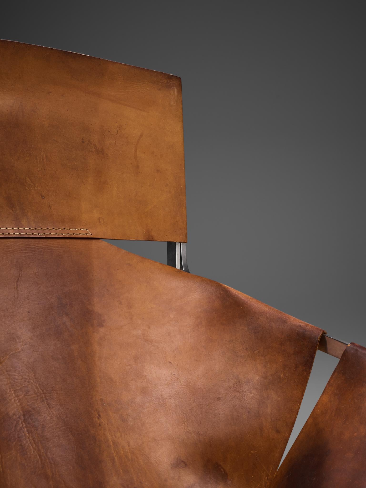 Pierre Paulin's F-444 Easy Chair in Patinated Cognac Leather 1