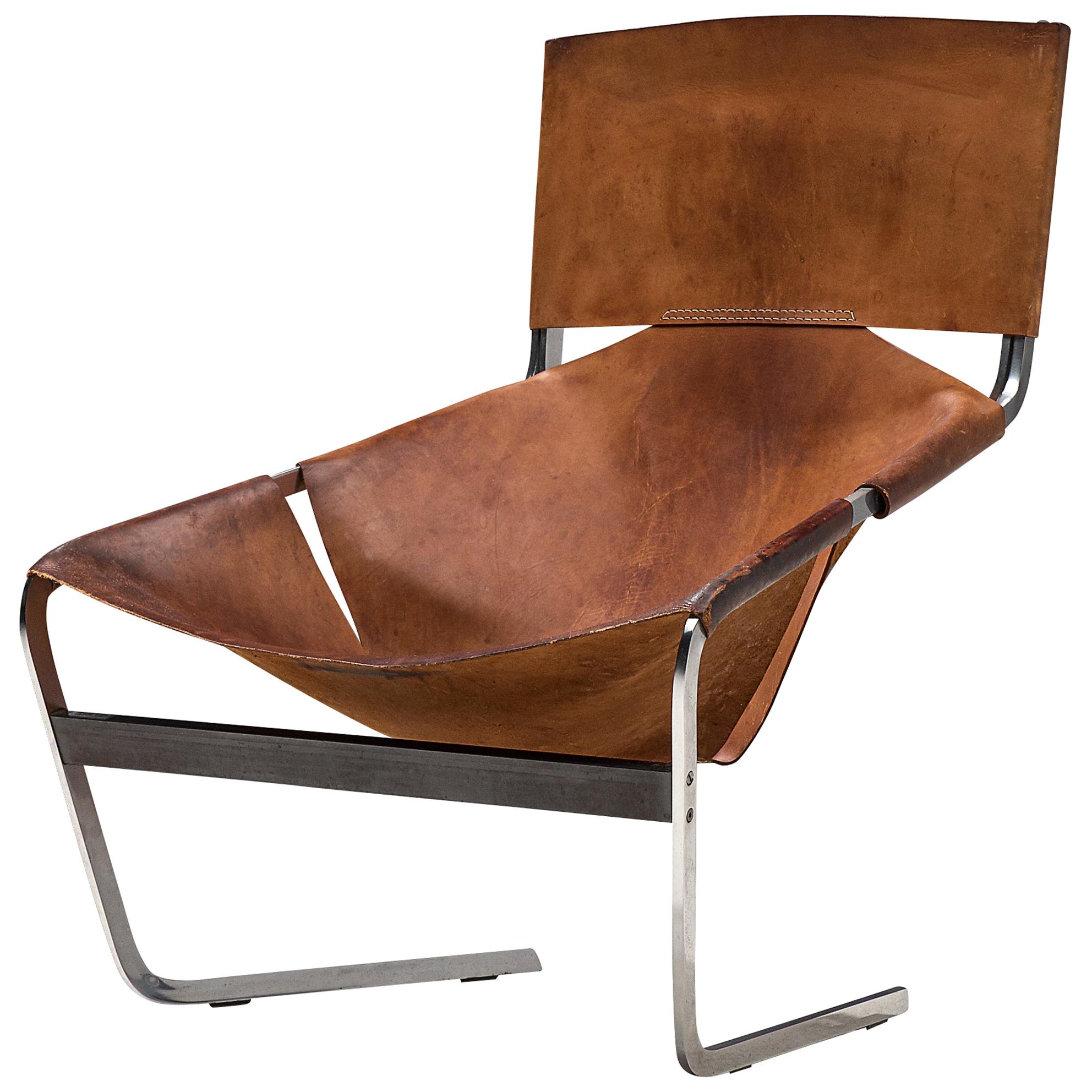 Pierre Paulin's F-444 Easy Chair in Patinated Cognac Leather