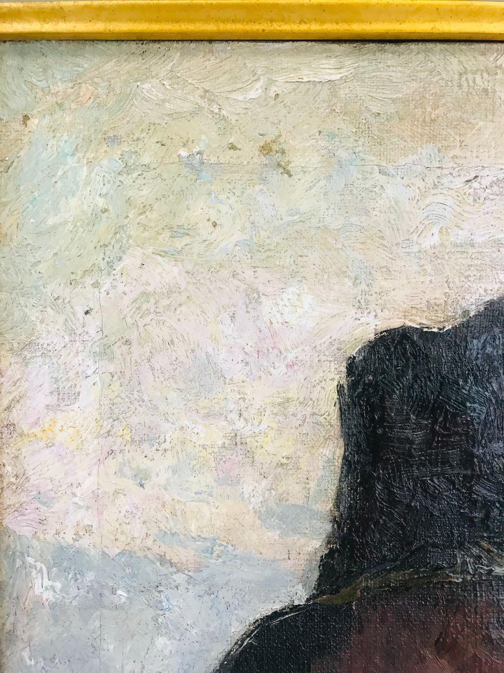 20ième siècle Pierre Paulus Portrait d'un homme au chapeau Huile sur toile en vente