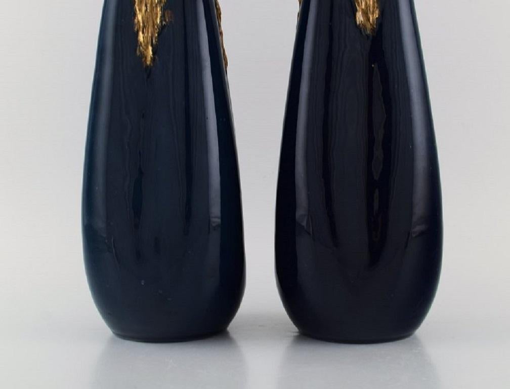 Belle Époque Pierre Perret for Vallauris, a Pair of Antique Vases in Glazed Ceramics For Sale