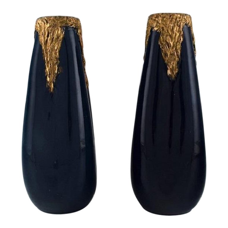Pierre Perret for Vallauris, a Pair of Antique Vases in Glazed Ceramics For Sale
