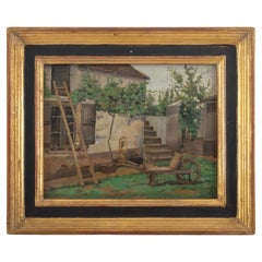 Pierre Petit-Gérard (1852–1933), Rustic Courtyard with Cart and Ladder