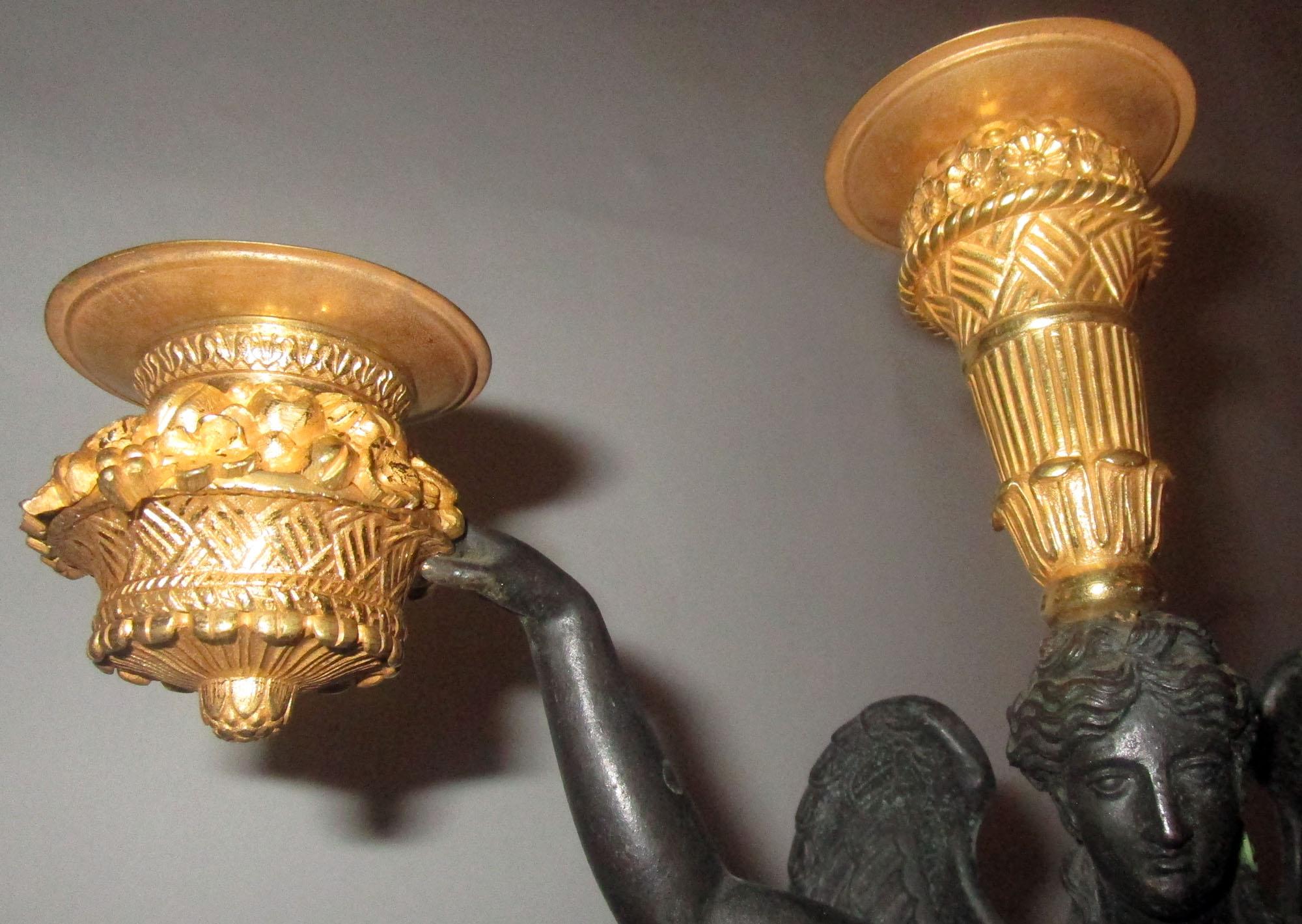 Pierre-Philippe Thomire Attributed French Empire Gilded Bronze Candelabra, Pair 7