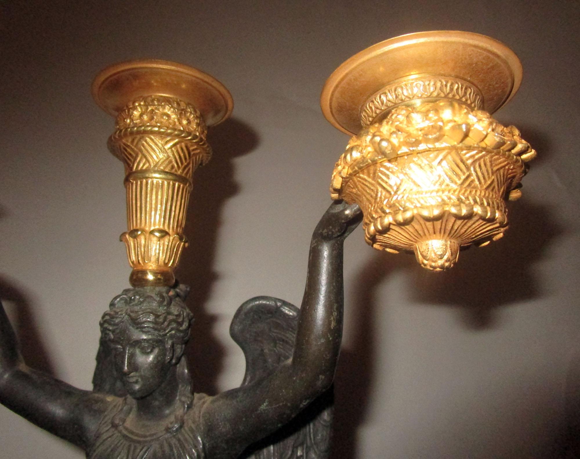 Pierre-Philippe Thomire Attributed French Empire Gilded Bronze Candelabra, Pair 2