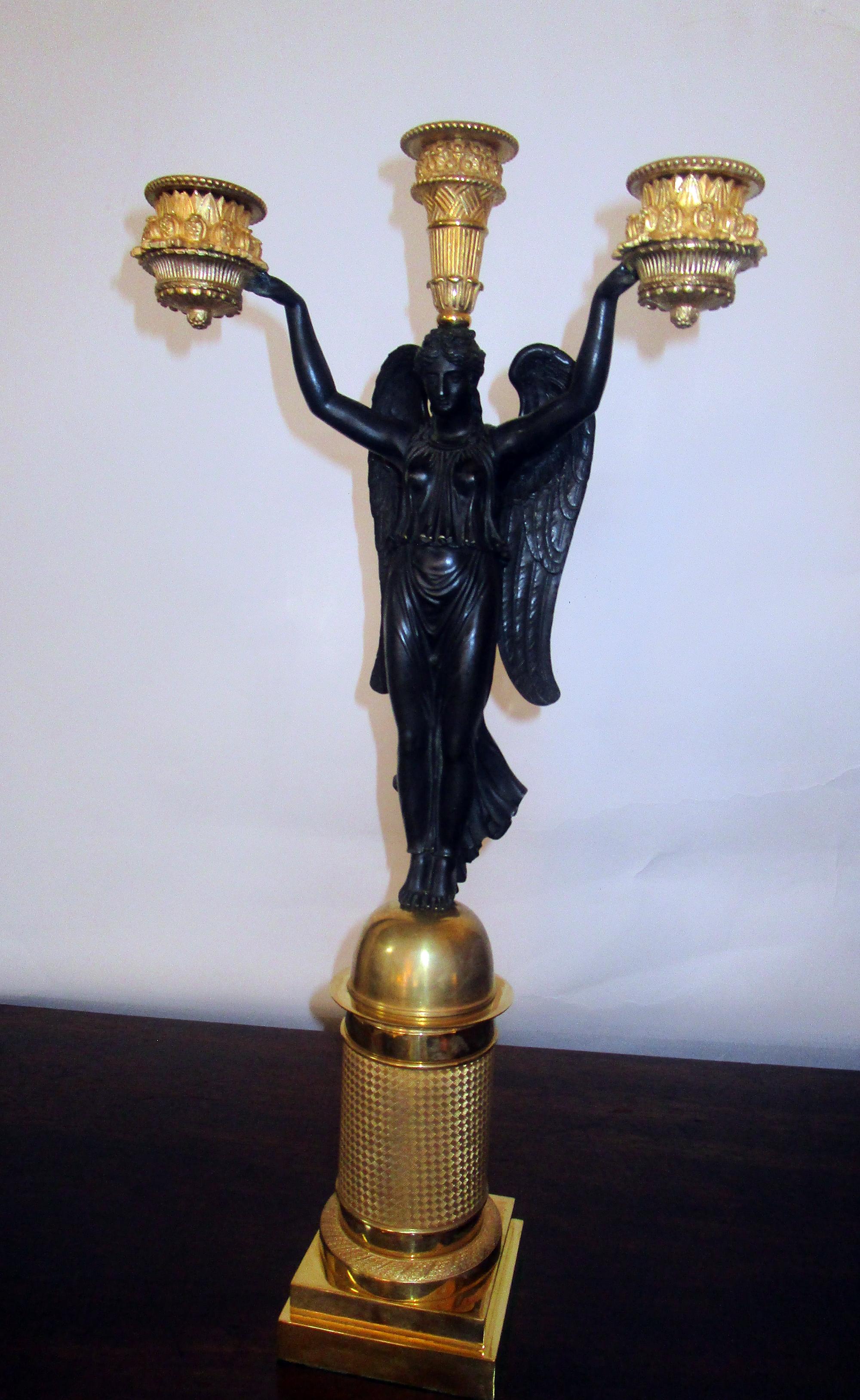 Pierre-Philippe Thomire Attributed Single French Empire Gilt Bronze Candelabrum For Sale 6