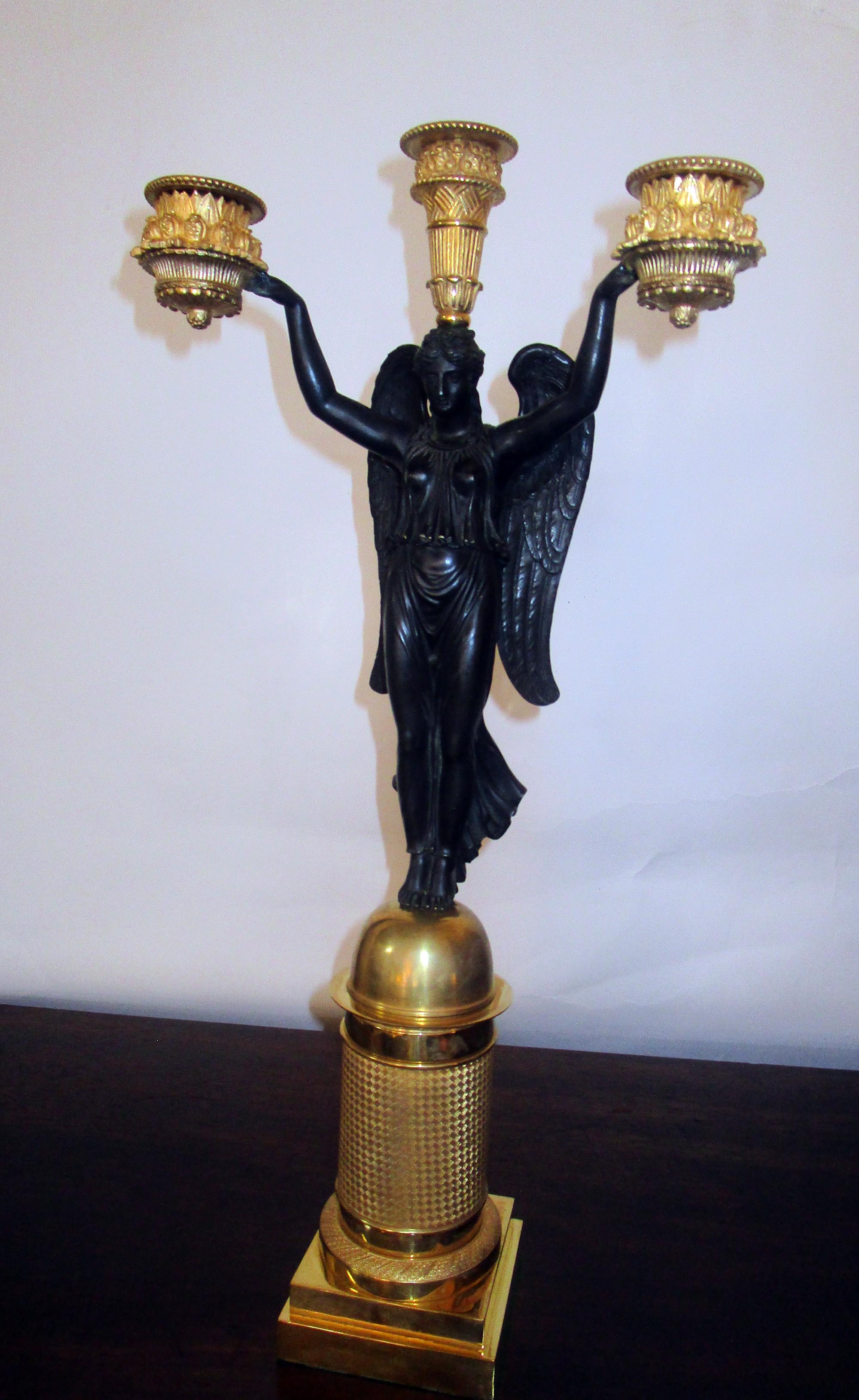 Pierre-Philippe Thomire Attributed Single French Empire Gilt Bronze Candelabrum 6
