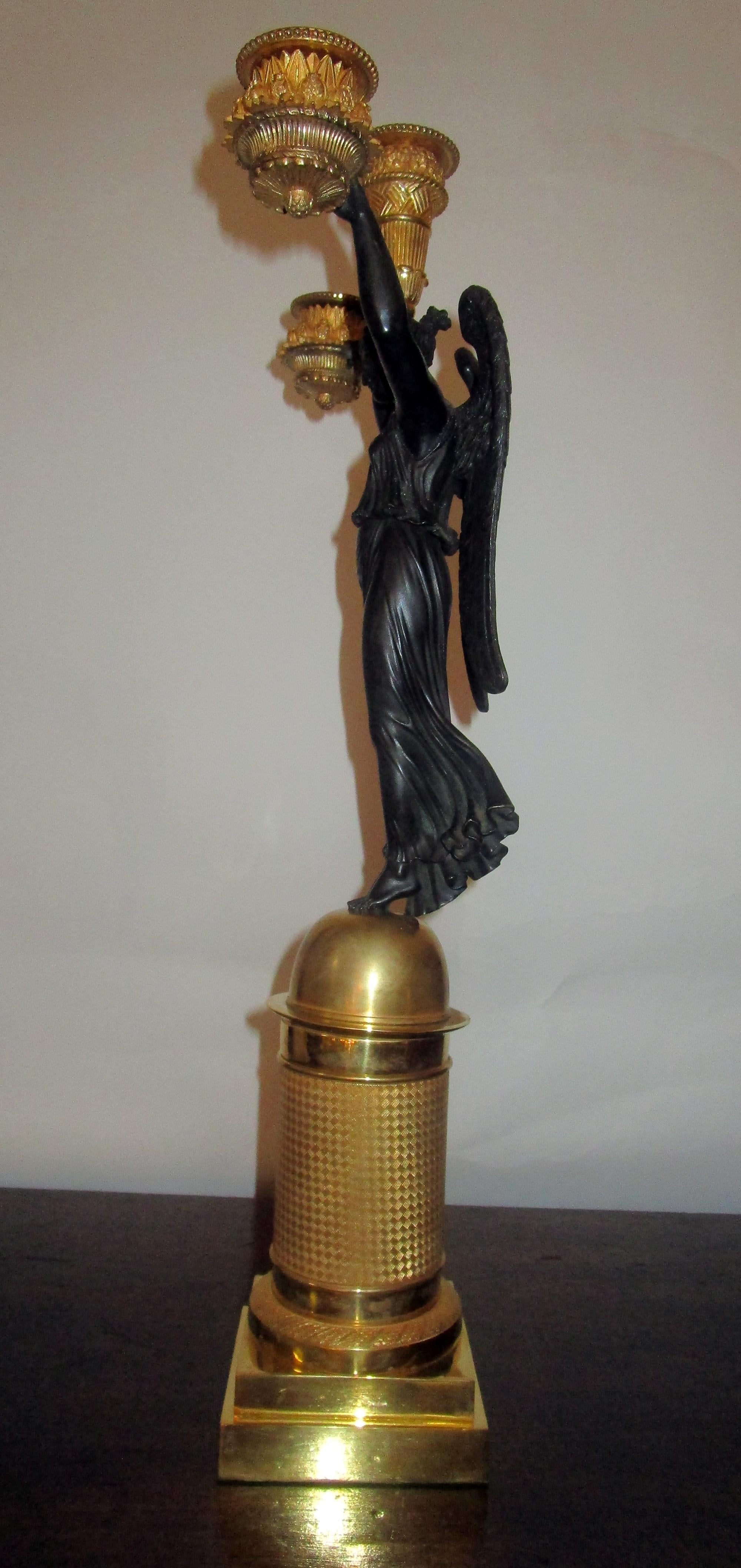 Pierre-Philippe Thomire Attributed Single French Empire Gilt Bronze Candelabrum 10