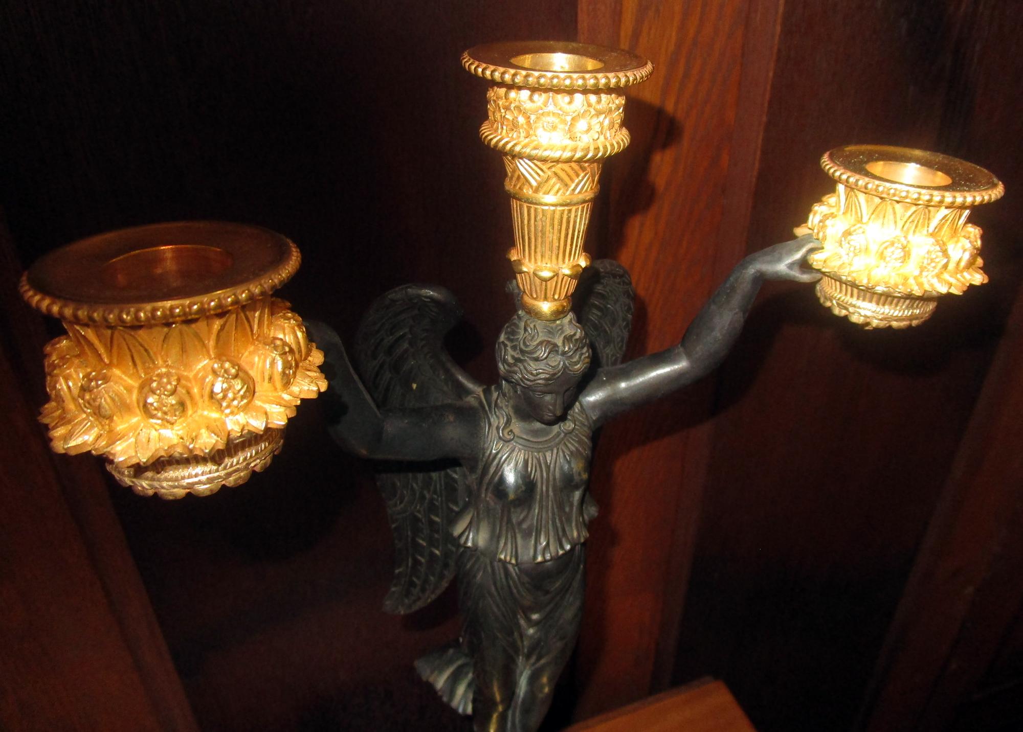 Early 19th Century Pierre-Philippe Thomire Attributed Single French Empire Gilt Bronze Candelabrum
