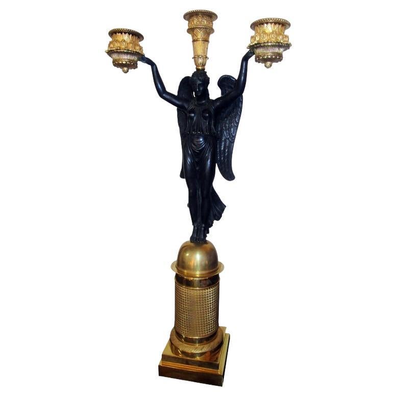 Pierre-Philippe Thomire Attributed Single French Empire Gilt Bronze Candelabrum