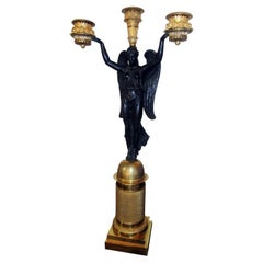 Pierre-Philippe Thomire Attributed Single French Empire Gilt Bronze Candelabrum