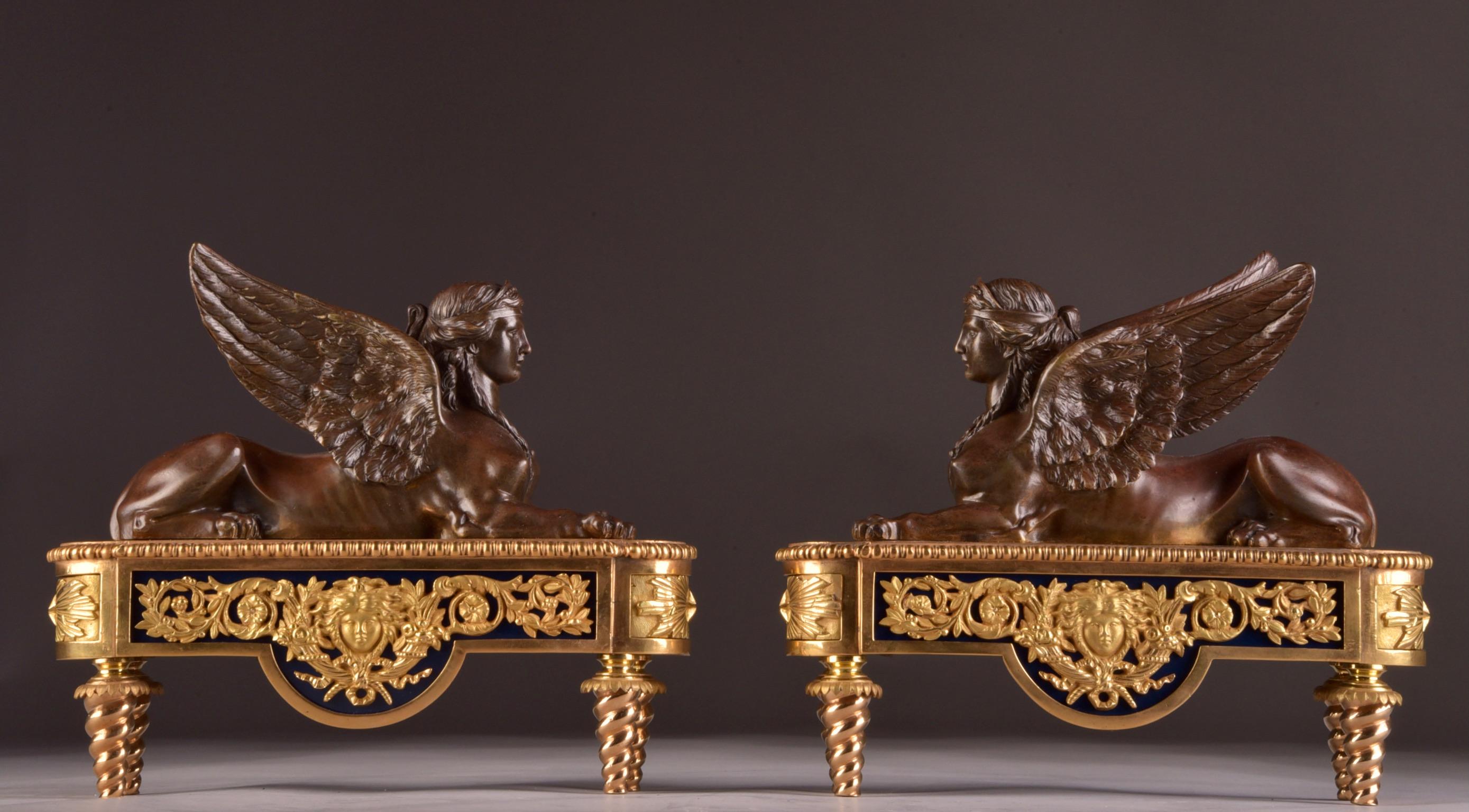 Pierre-Philippe Thomire Pair of Chenets, Decorated with Sphinx 3