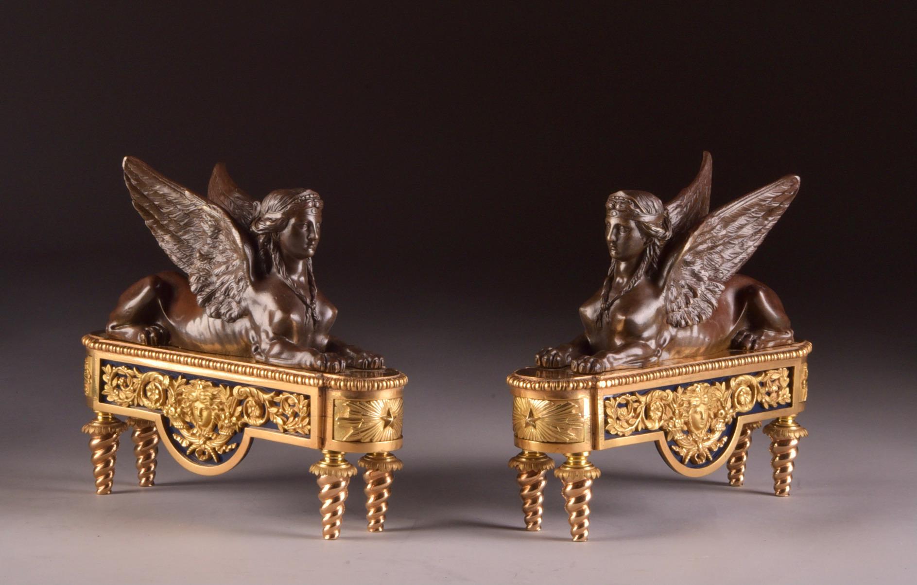 Pierre-Philippe Thomire Pair of Chenets, Decorated with Sphinx 5
