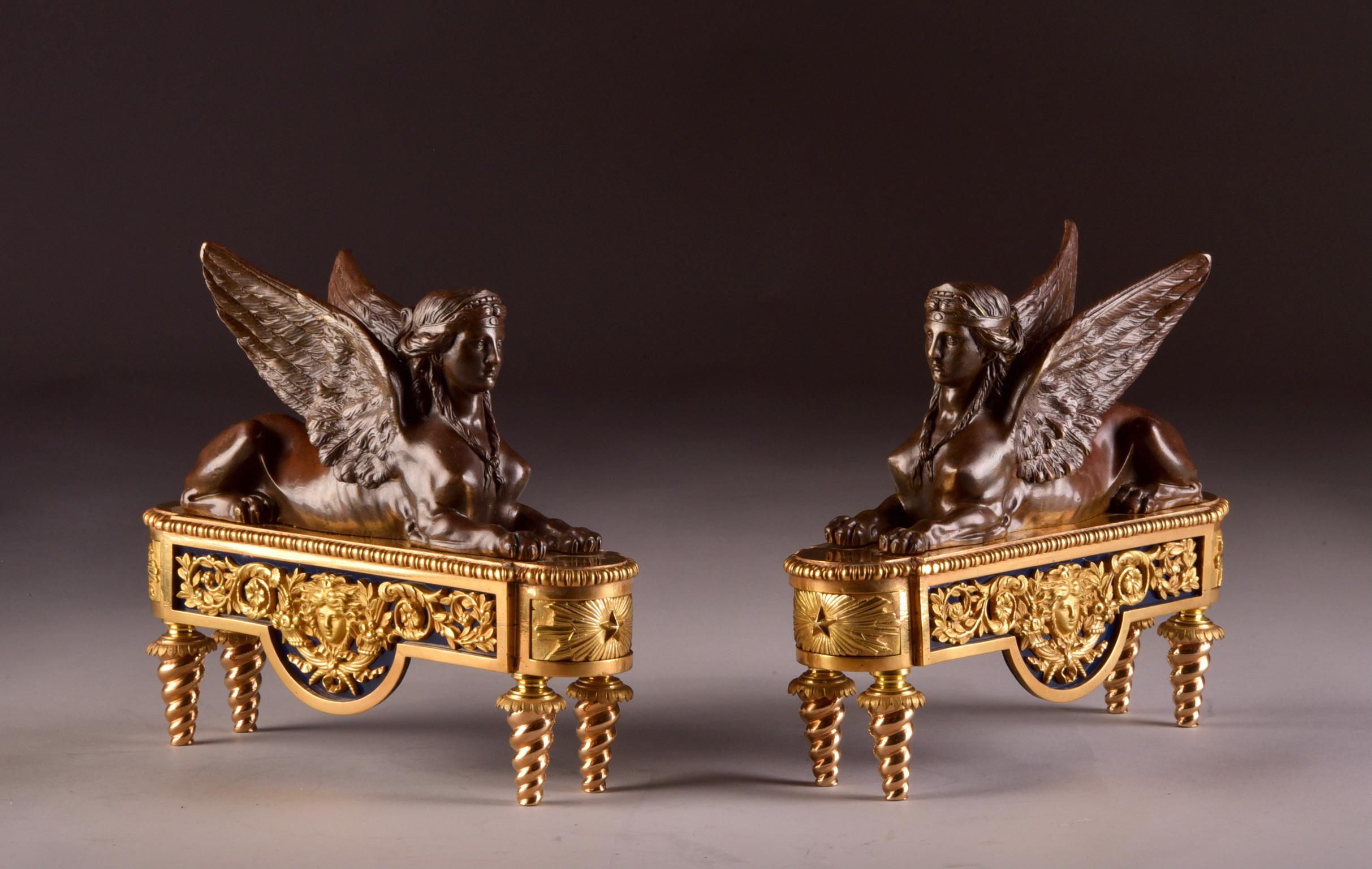 Pierre-Philippe Thomire Pair of Chenets, Decorated with Sphinx 6