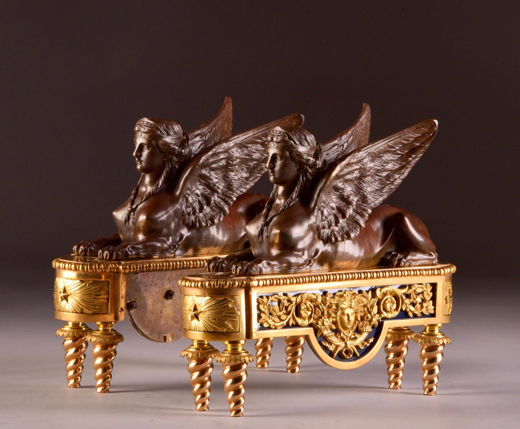 Pierre-Philippe Thomire Pair of Chenets, Decorated with Sphinx 7