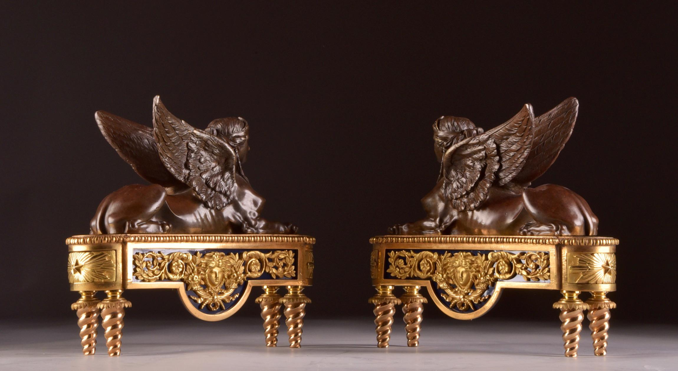 Pierre-Philippe Thomire Pair of Chenets, Decorated with Sphinx 9