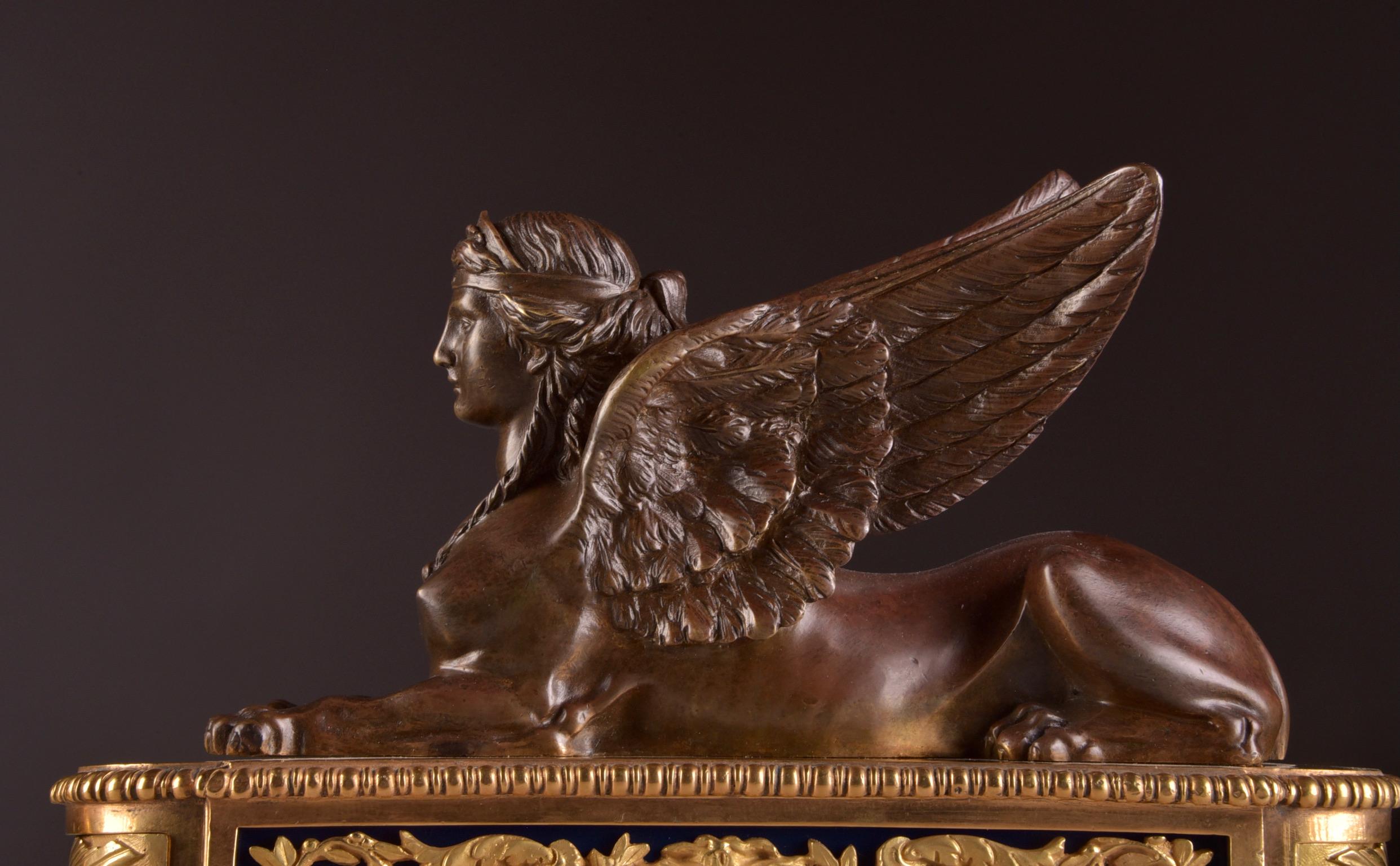 19th Century Pierre-Philippe Thomire Pair of Chenets, Decorated with Sphinx