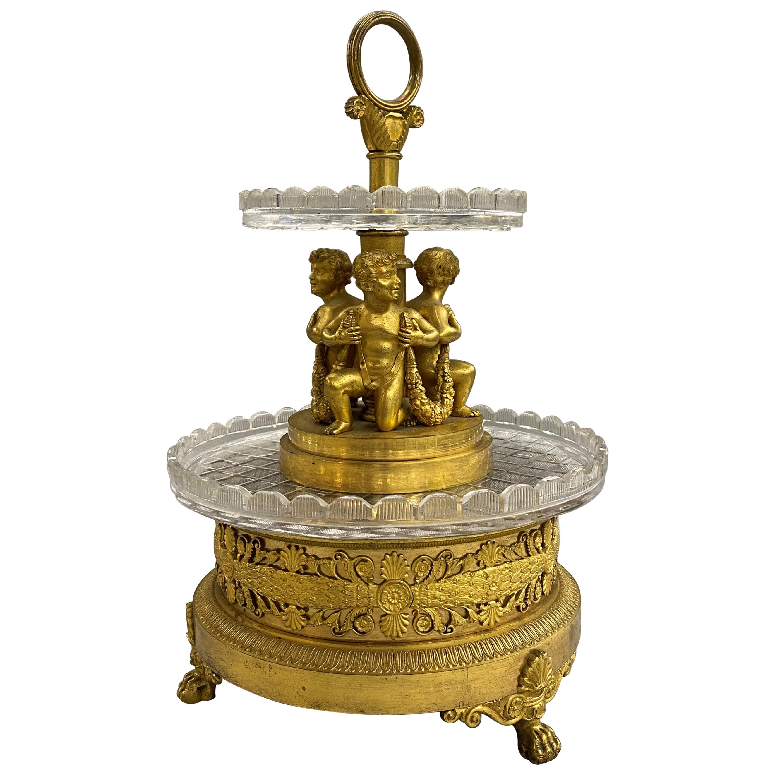 Pierre-Phillipe Thomire French Tiered Crystal and Gilt Bronze Centerpiece