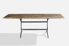 Pierre Pichard, mesa de comedor, metal, mármol, Francia, década de 1970