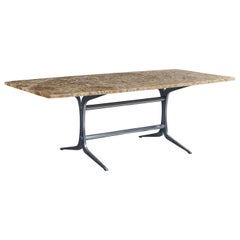 Pierre Pichard, mesa de comedor, metal, mármol, Francia, década de 1970