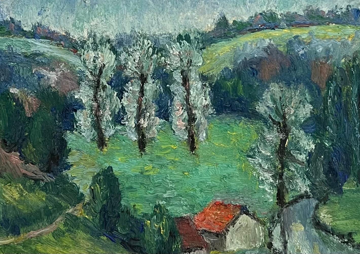 Fine Mid 20th Century Französisch Post-Impressionist Öl Grün Landschaft Gemälde – Painting von Pierre PIOT (1921-1998)