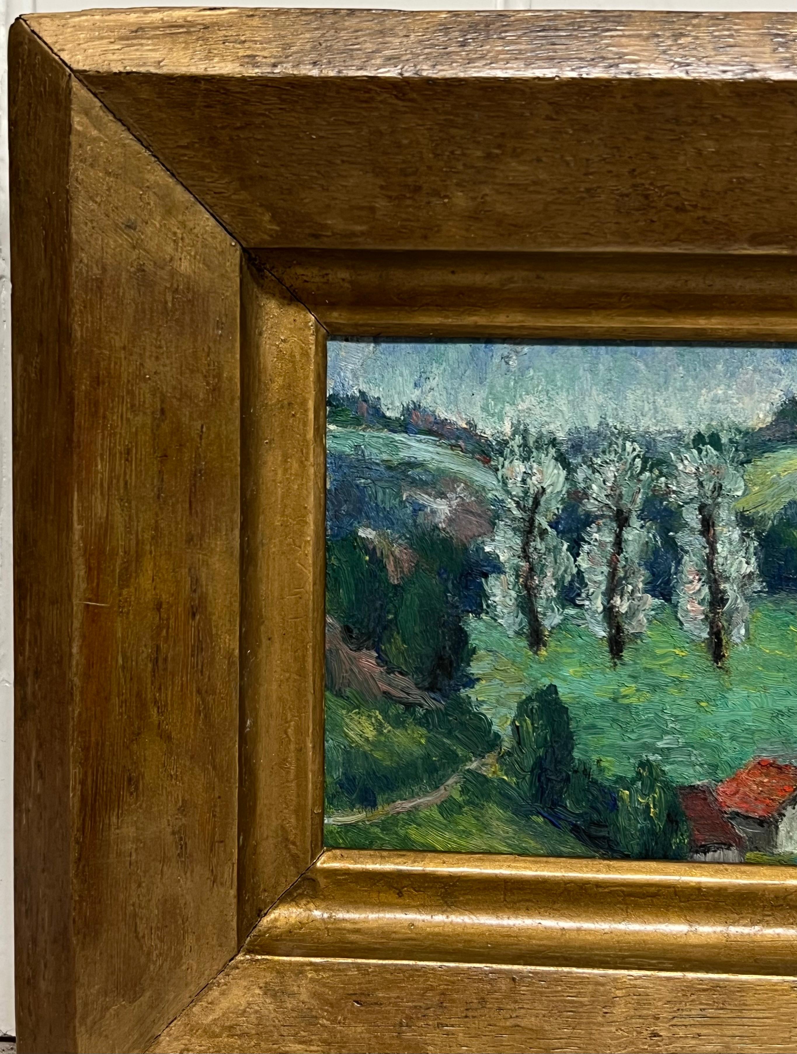 Fine Mid 20th Century Französisch Post-Impressionist Öl Grün Landschaft Gemälde (Braun), Landscape Painting, von Pierre PIOT (1921-1998)