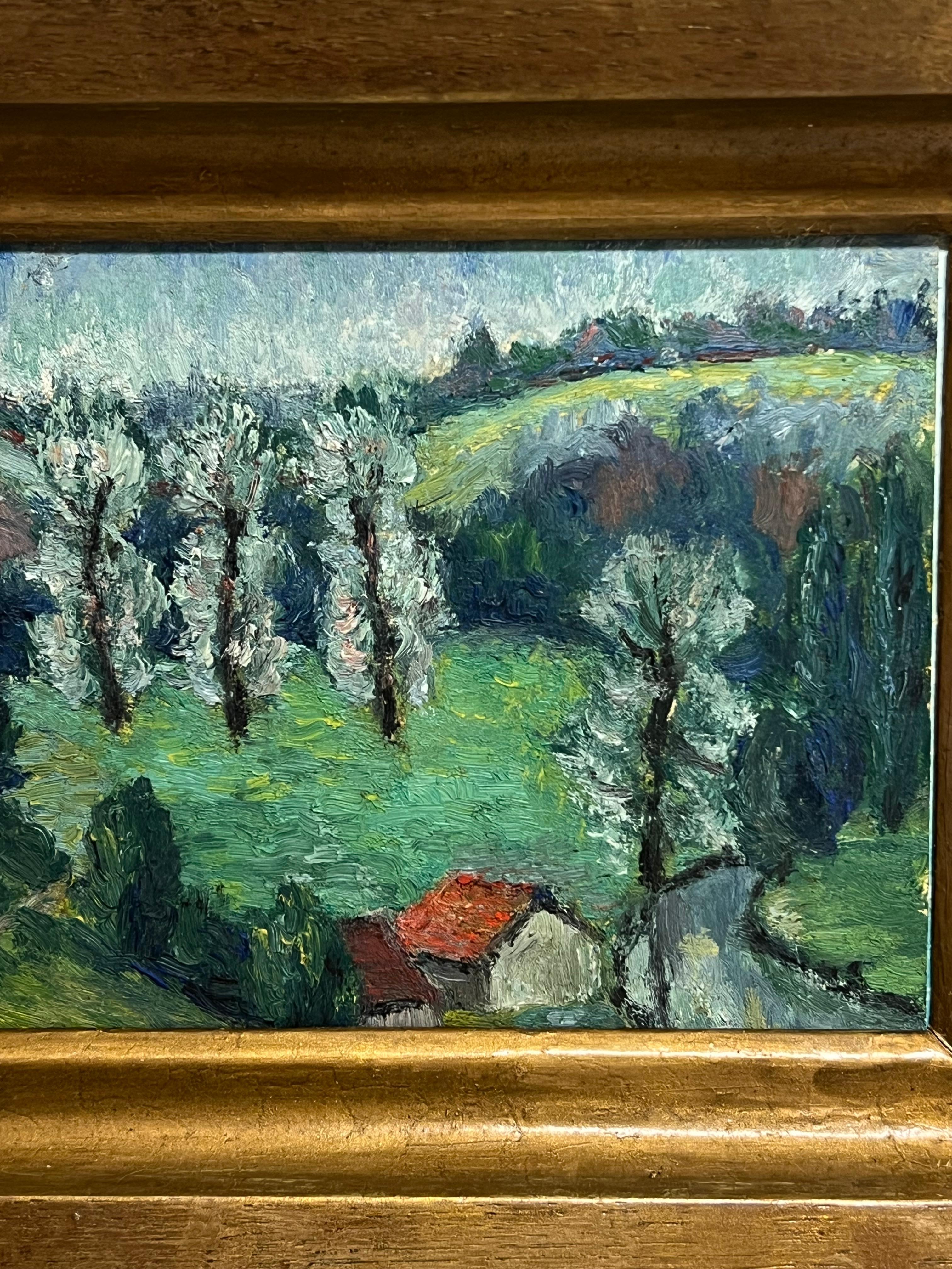 Die französische Landschaft
von Pierre PIOT (Franzose, 1921-1998)
Öl auf Karton, gerahmt
Gerahmt: 9,5 x 11 Zoll
Pappe: 5 x 7 Zoll

Provenienz: Familie des Künstlers, Frankreich

Zustand: sehr gut und genussbereit