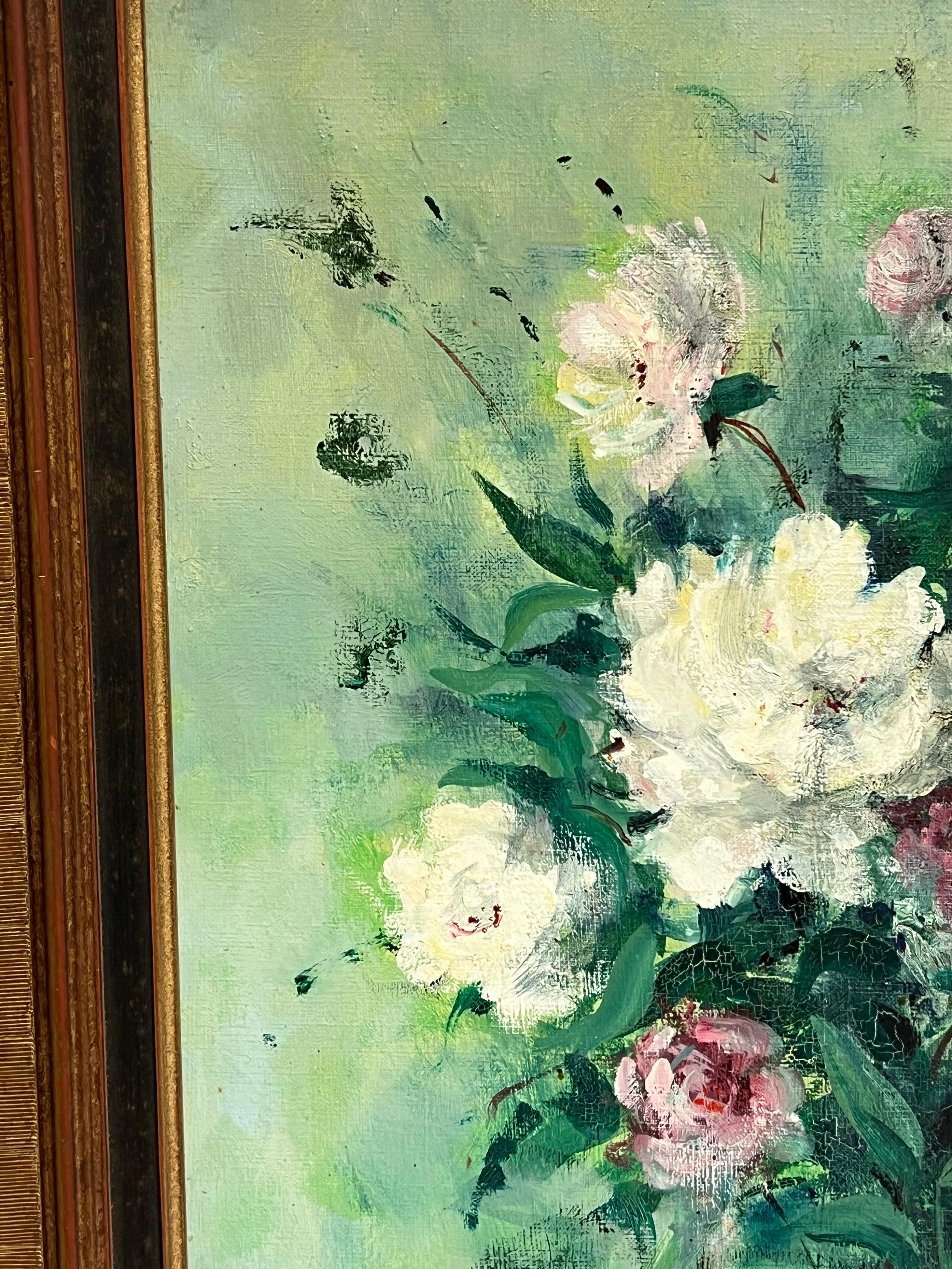 Still Life of Flowers
by Pierre PIOT (French, 1921-1998)
Oil on canvas, framed
Signed lower right, 
Titled and countersigned on verso,
framed: 28.5 x 25 inches
canvas: 22 x 18 inches

Provenance: Artist's family

Condition: the frame has minor