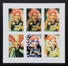 “Grace Jones 2” Six Green and Orange Photographs Portraits on a Grid