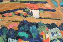 Große Französisch Landschaft Ölgemälde, Vintage Fauvist Provencial Landschaft