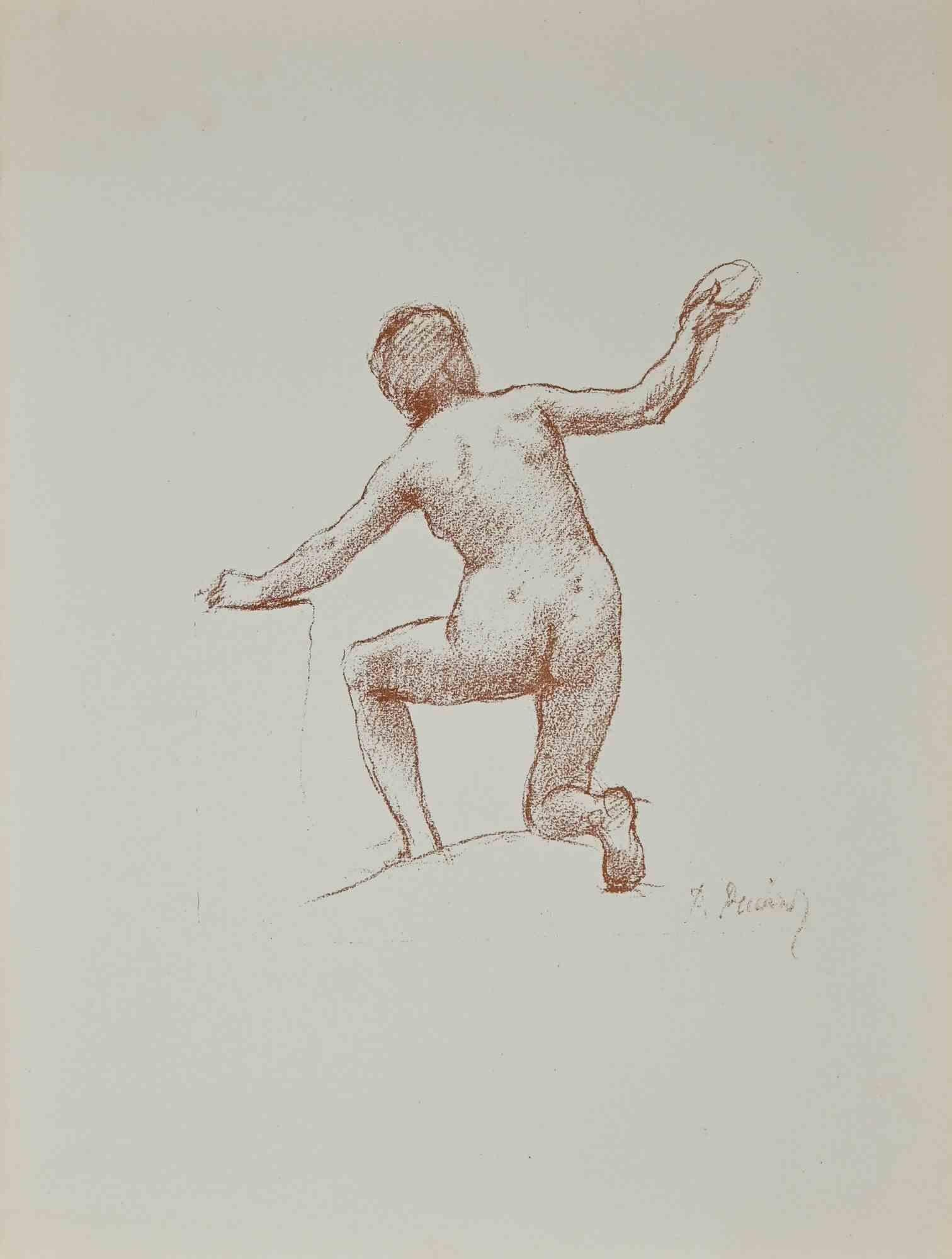 Pierre Puvis de Chavannes Nude Print – Nude – Originallithographie von P. Puvis de Chavannes – Ende des 19. Jahrhunderts